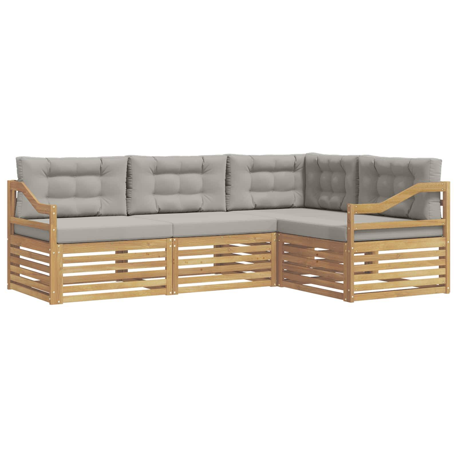 vidaXL Outdoor-Sofagarnitur 4 pcs Weiß und Hellgrau
