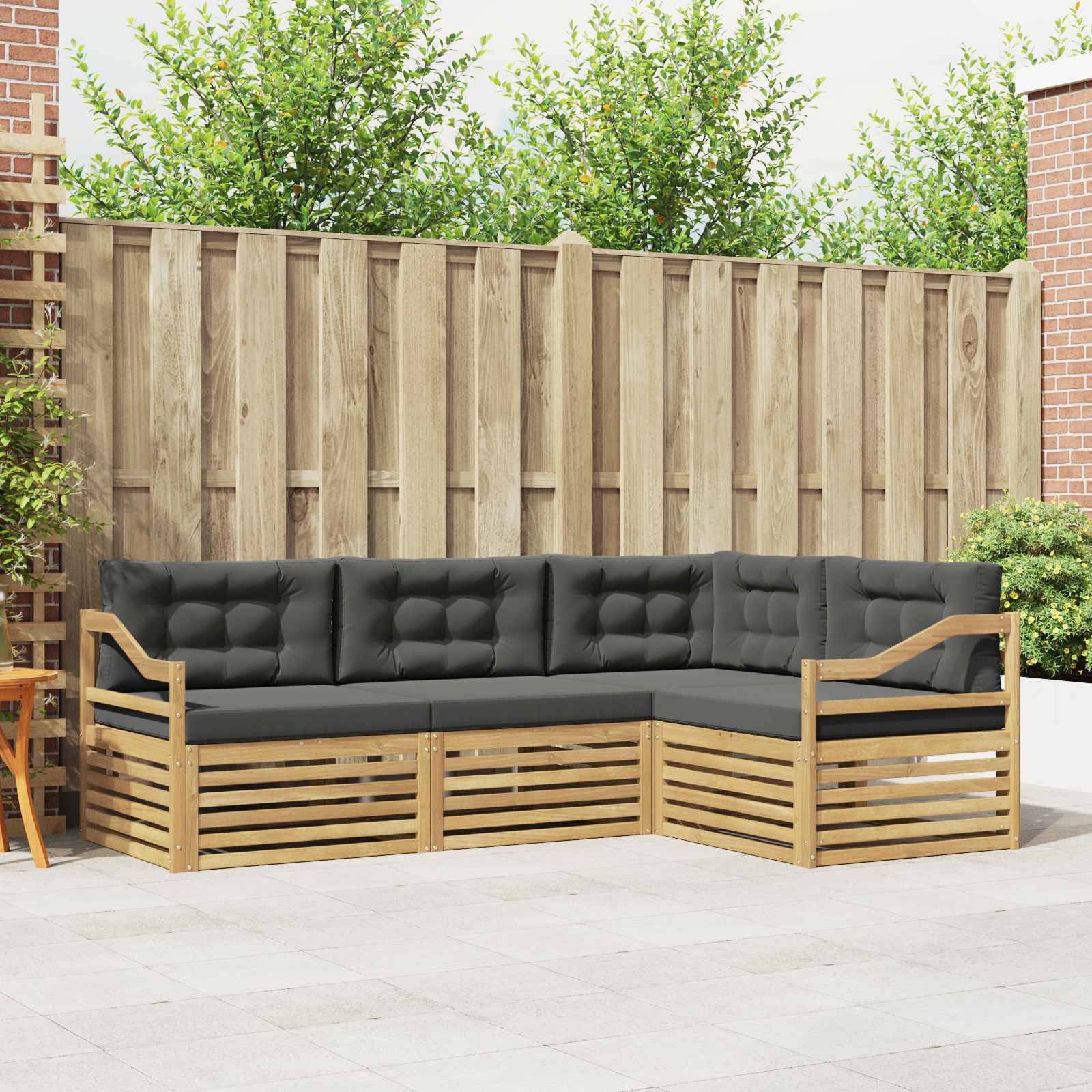 vidaXL Outdoor-Sofagarnitur 4 pcs Weiß und Anthrazit