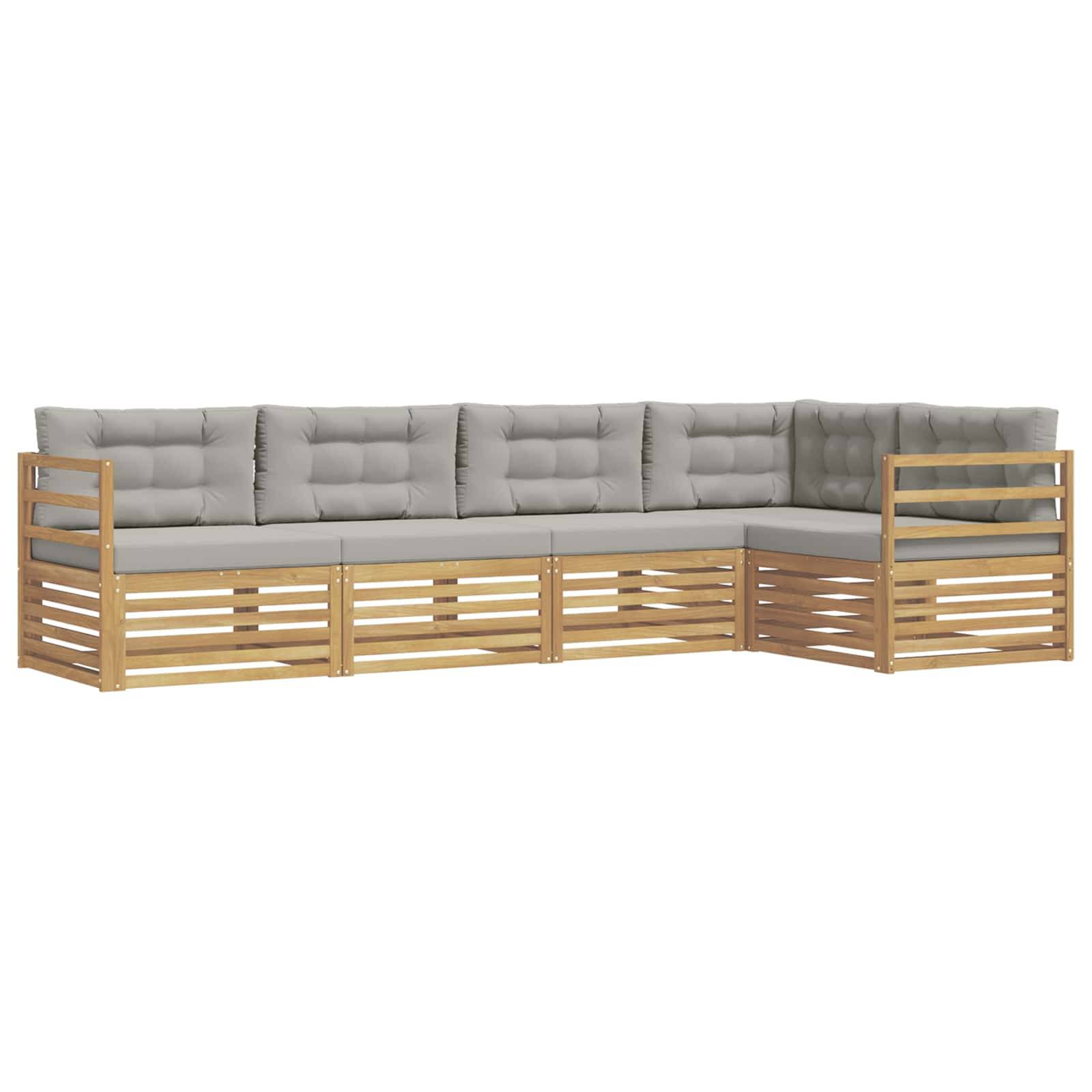 vidaXL Outdoor-Sofagarnitur 5 pcs Weiß und Hellgrau Polyester