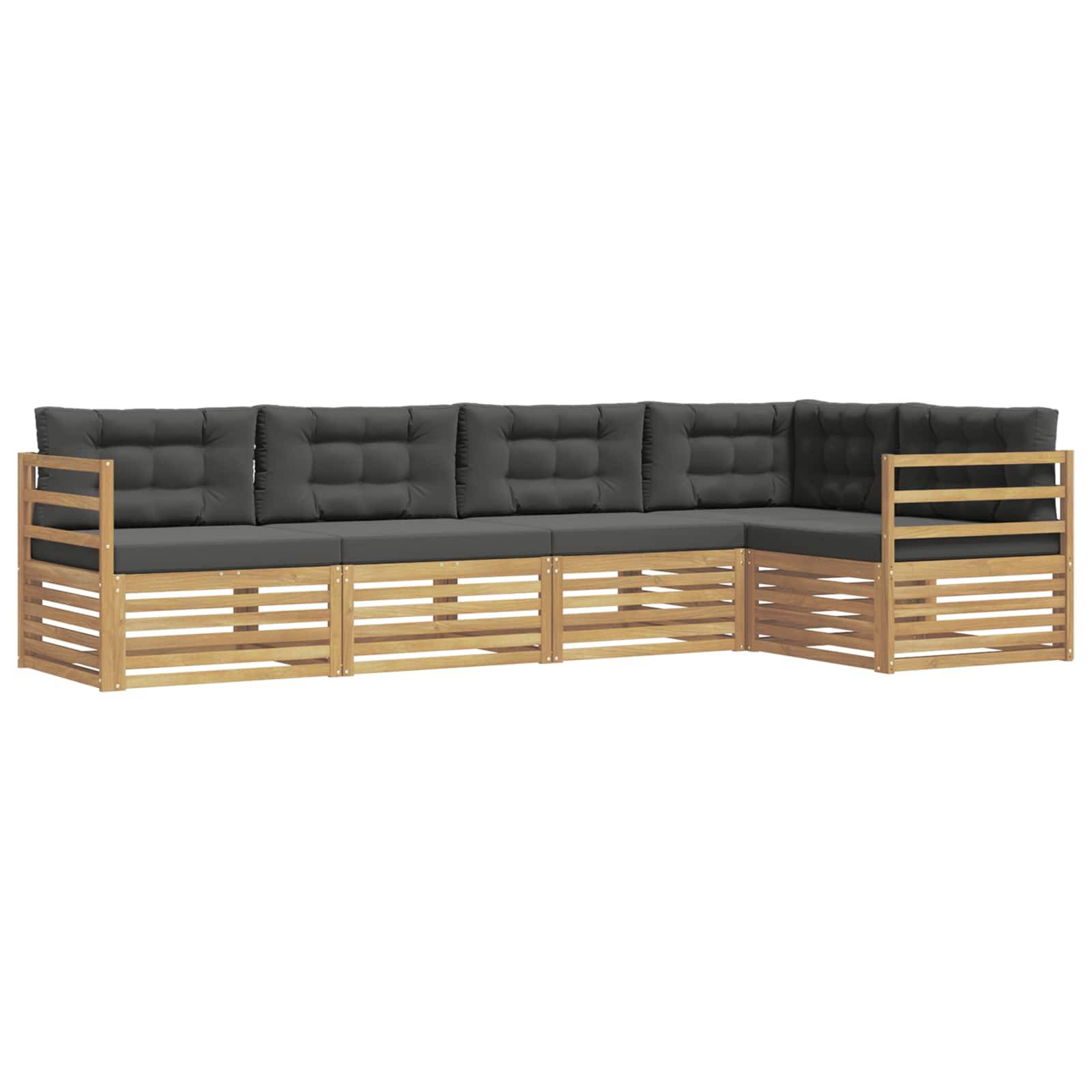 vidaXL Outdoor-Sofagarnitur 5 pcs Weiß und Anthrazit Polyester