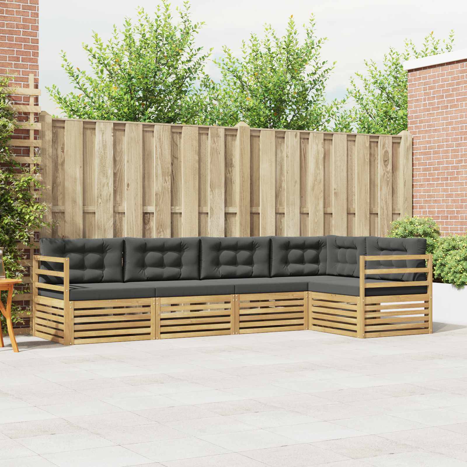vidaXL Outdoor-Sofagarnitur 5 pcs Weiß und Anthrazit Polyester