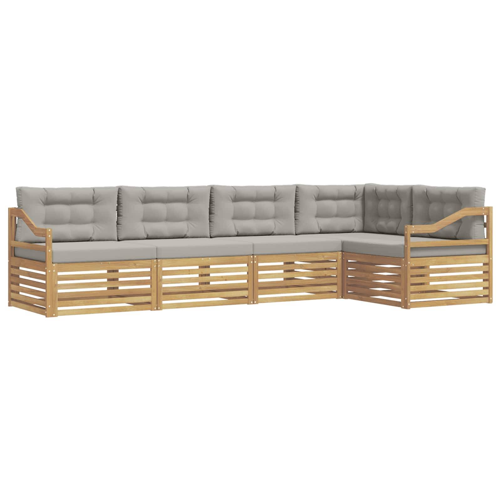 vidaXL Outdoor-Sofagarnitur 5 pcs Weiß und Hellgrau Polyester