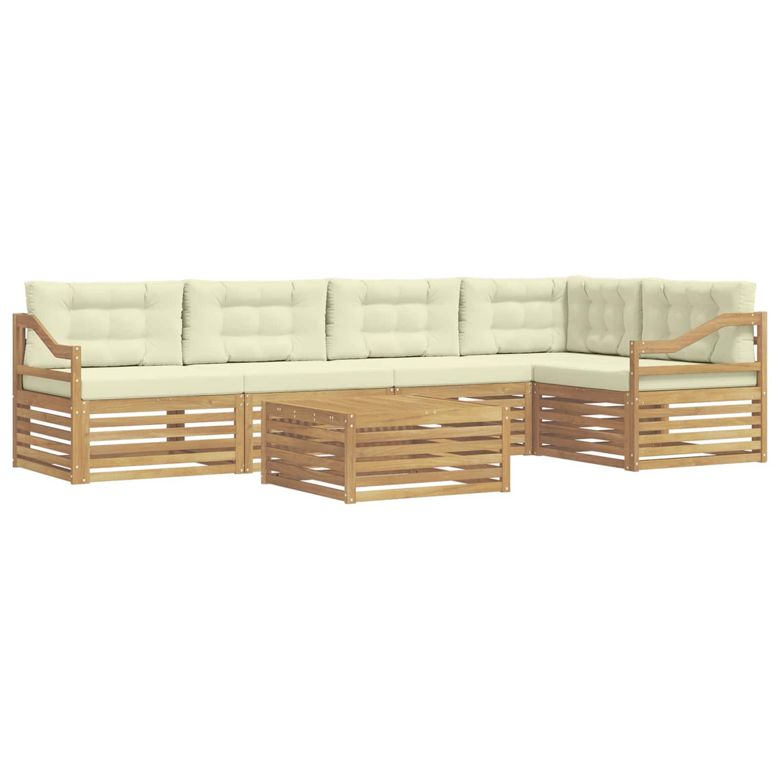 vidaXL Outdoor-Sofagarnitur mit Kissen 6 pcs Weiß und Creme Polyester