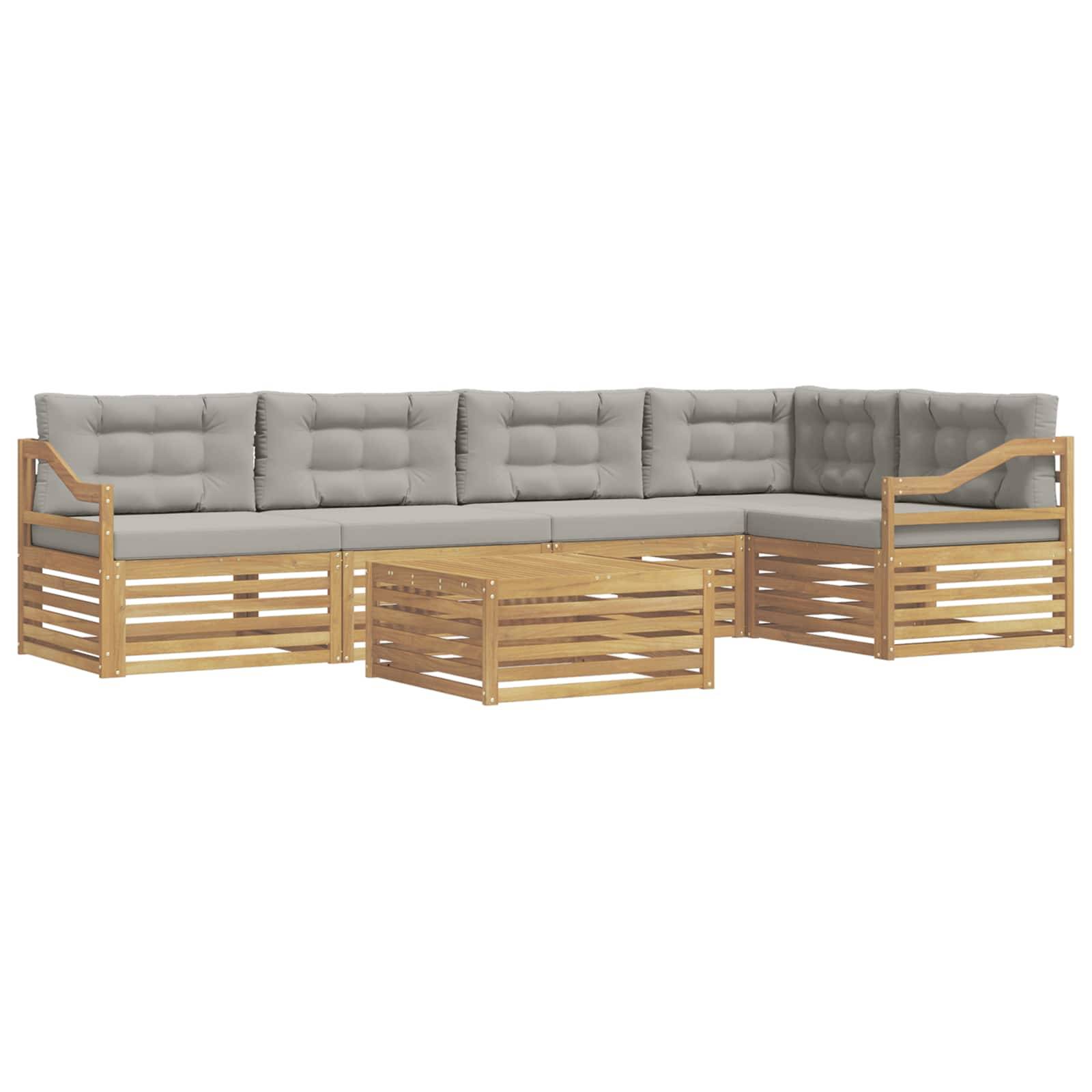 vidaXL Outdoor-Sofagarnitur 6 pcs Weiß und Hellgrau Polyester