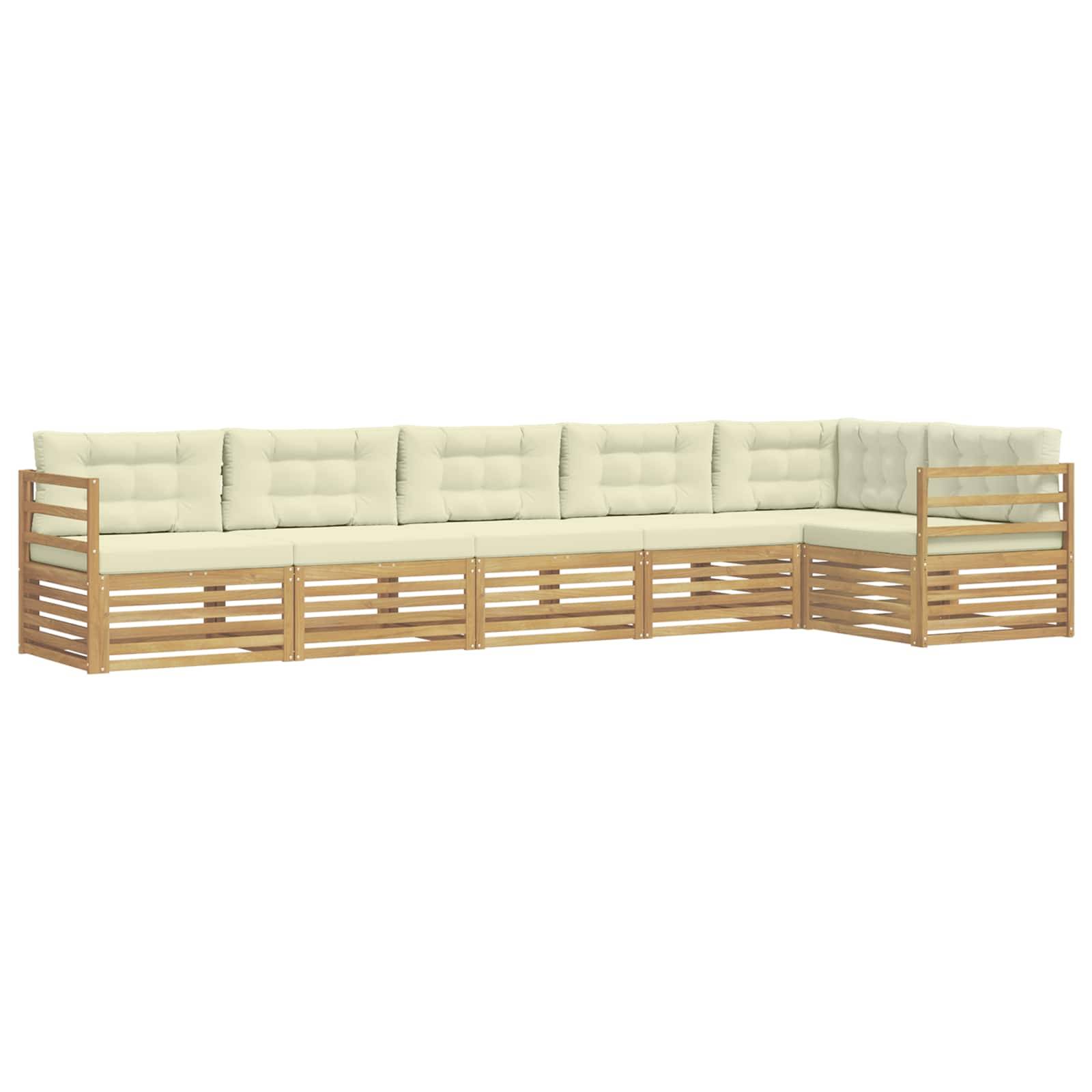 vidaXL Outdoor-Sofagarnitur 6 pcs Weiß und Creme 404 x 166,5 x 73 cm