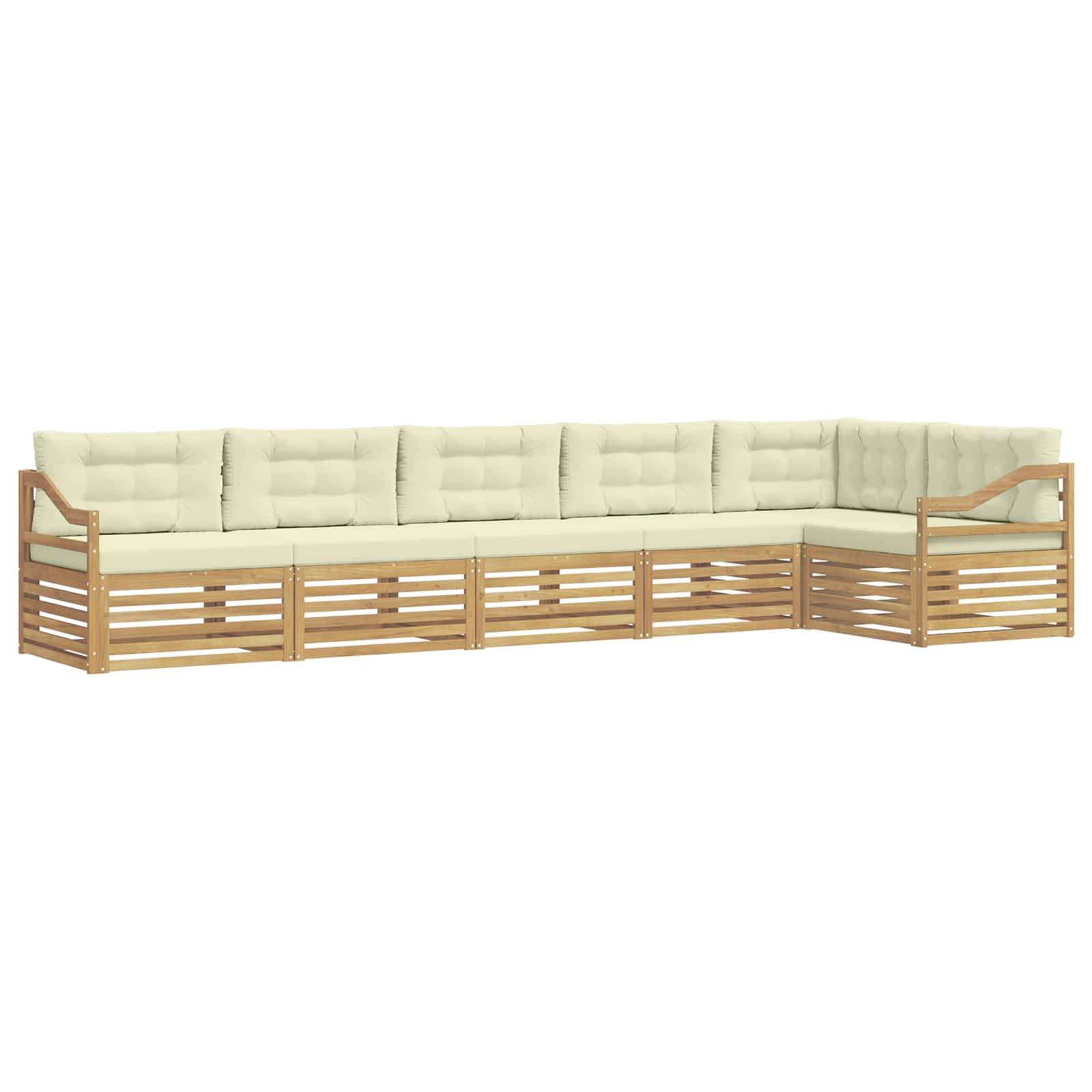vidaXL Outdoor-Sofagarnitur 6 pcs Weiß und Creme 404 x 166,5 x 73 cm