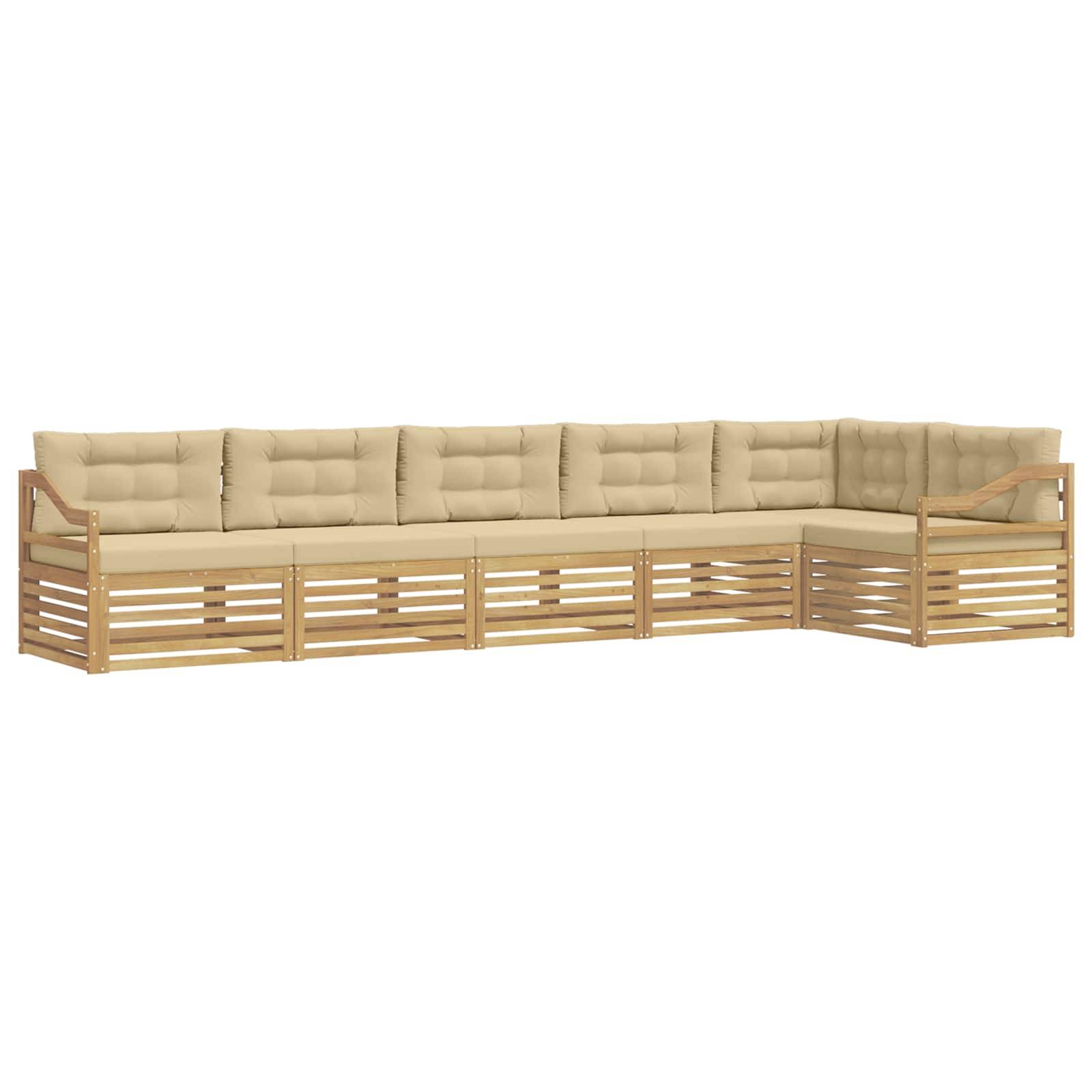 vidaXL Outdoor-Sofagarnitur 6 pcs Weiß und Beige 404 x 166,5 x 73 cm