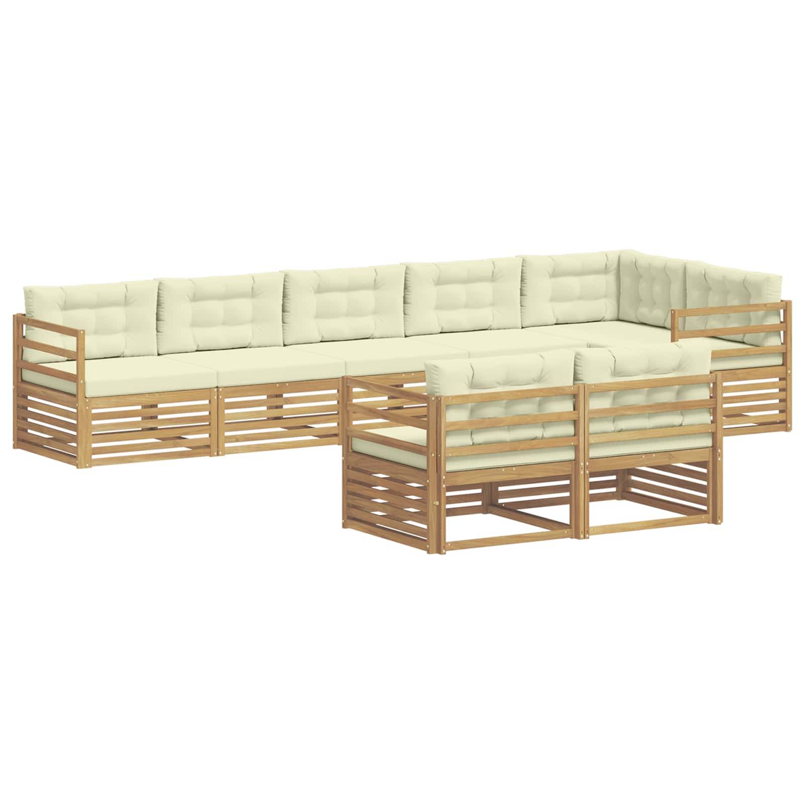 vidaXL Outdoor-Sofagarnitur mit Kissen 8 pcs Weiß und Creme Polyester