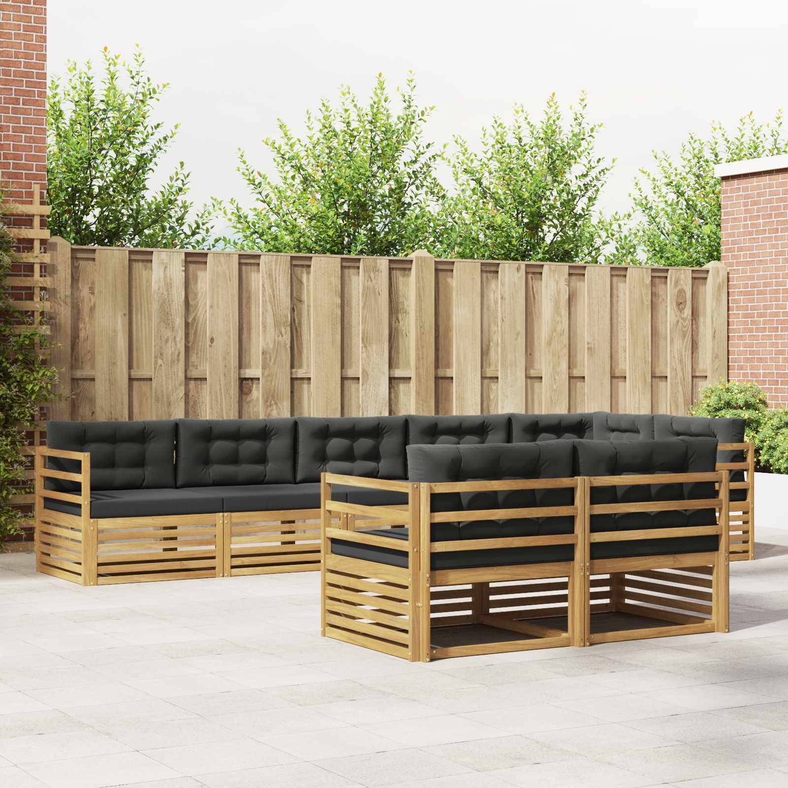 vidaXL Outdoor-Sofagarnitur 8 pcs Weiß und Anthrazit Polyester