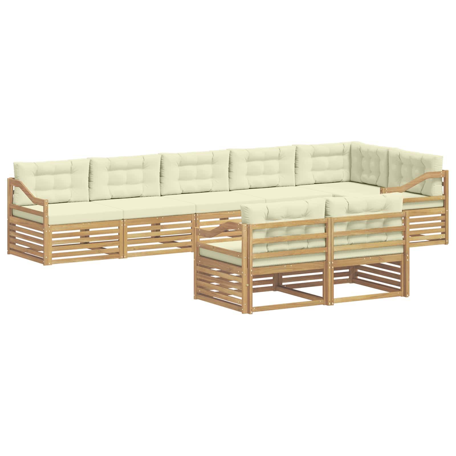 vidaXL Outdoor-Sofagarnitur mit Kissen 8 pcs Weiß und Creme Polyester