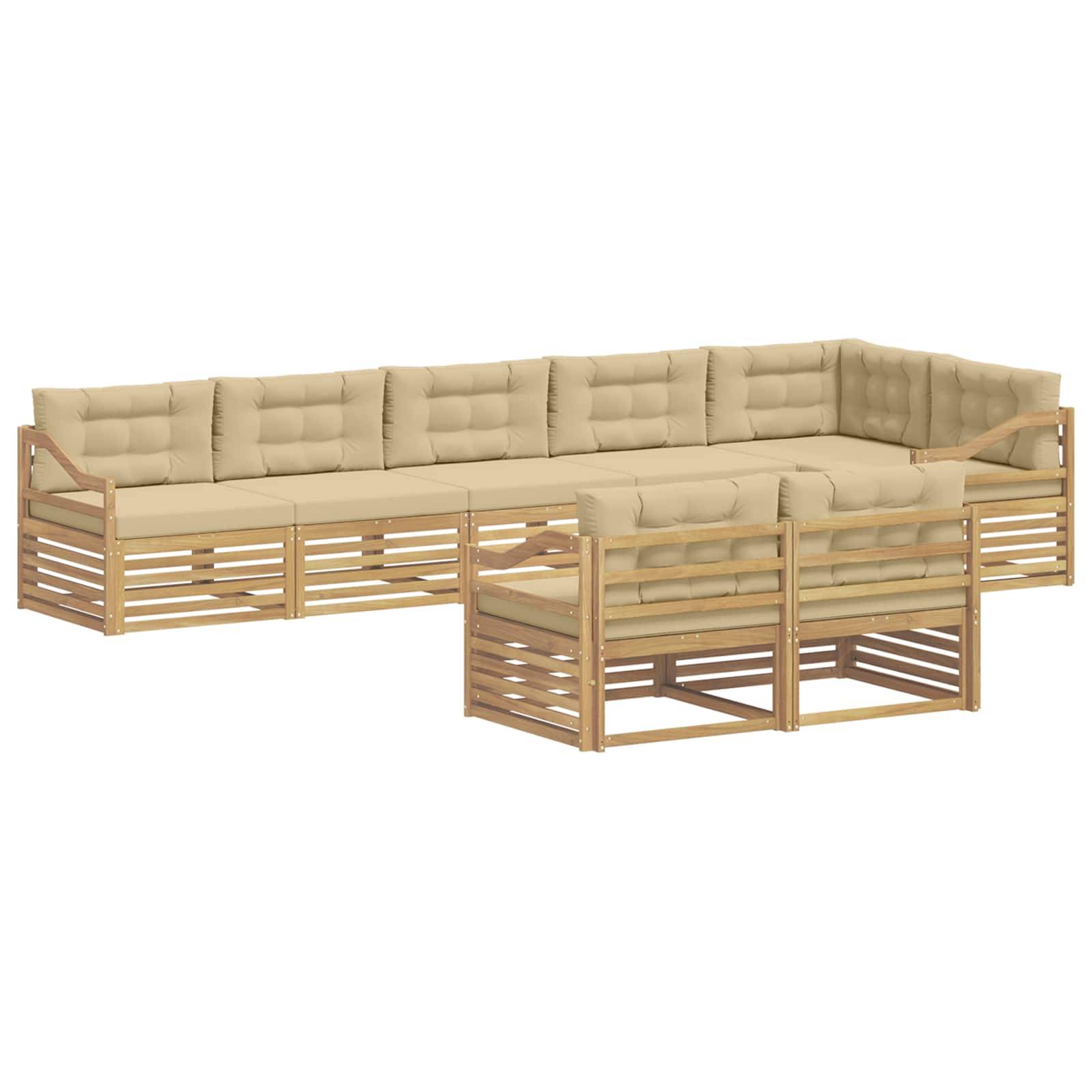 vidaXL Outdoor-Sofagarnitur mit Kissen 8 pcs Weiß und Beige Polyester
