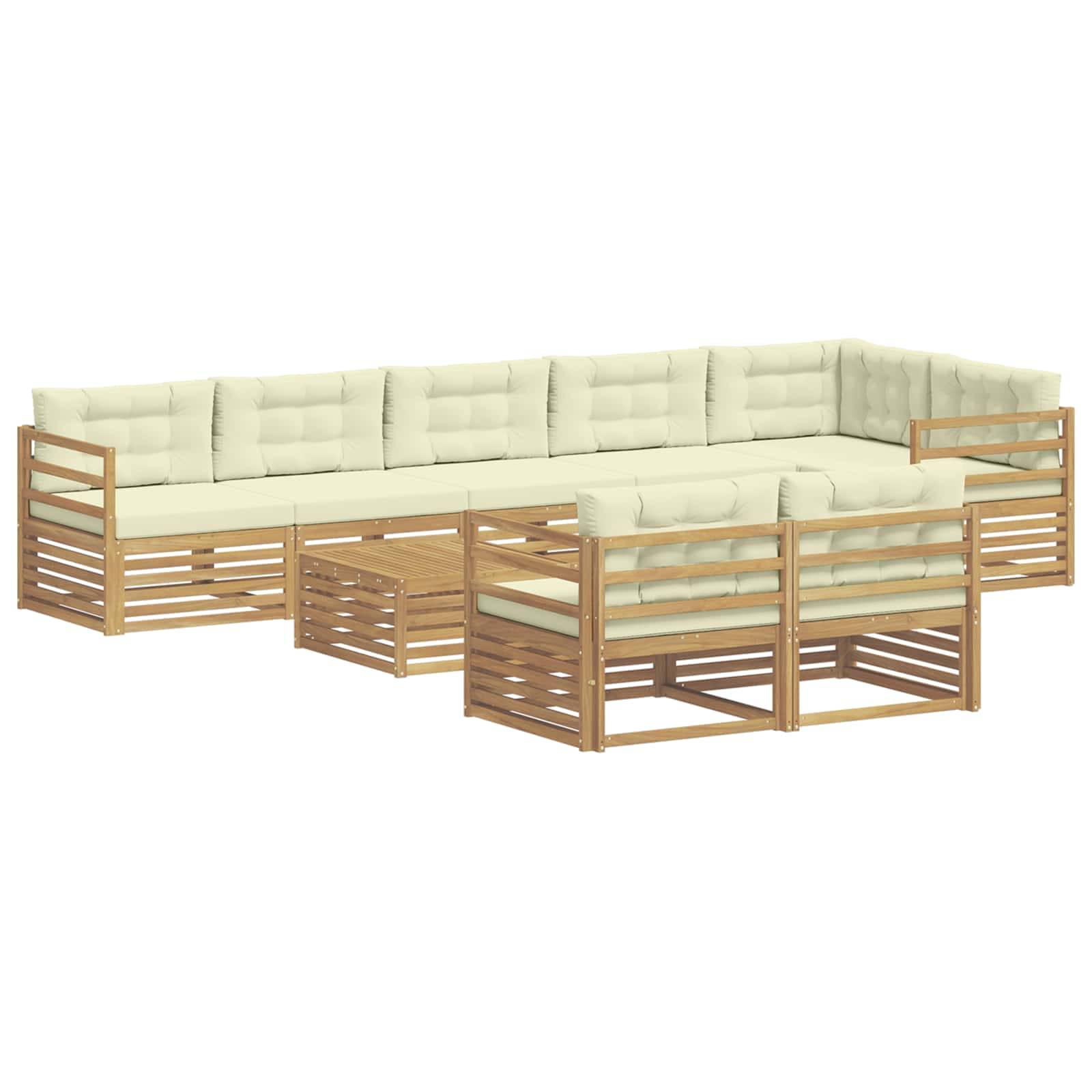 vidaXL Outdoor-Sofagarnitur mit Kissen 9 pcs Weiß und Creme