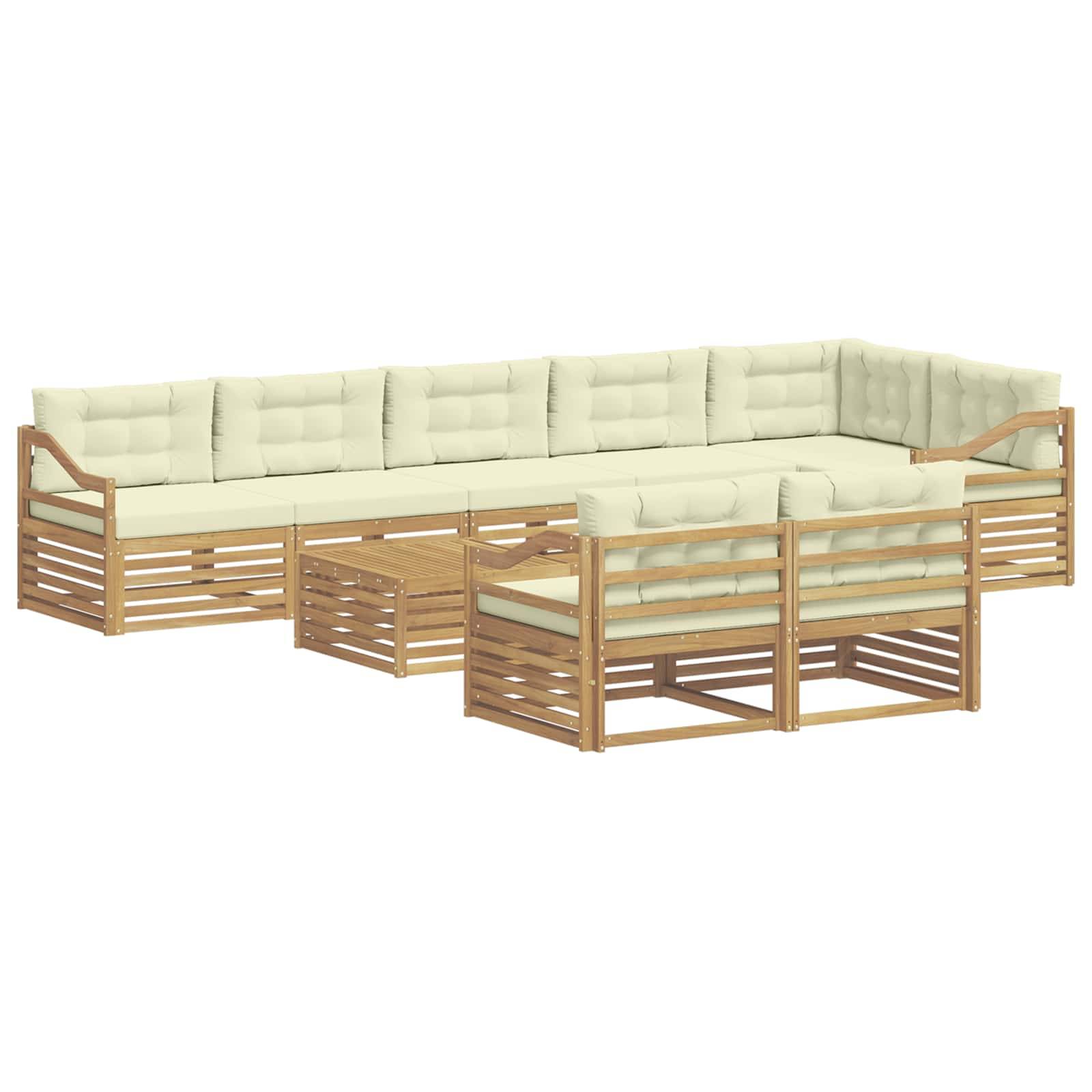vidaXL Outdoor-Sofagarnitur mit Kissen 9 pcs Weiß und Creme