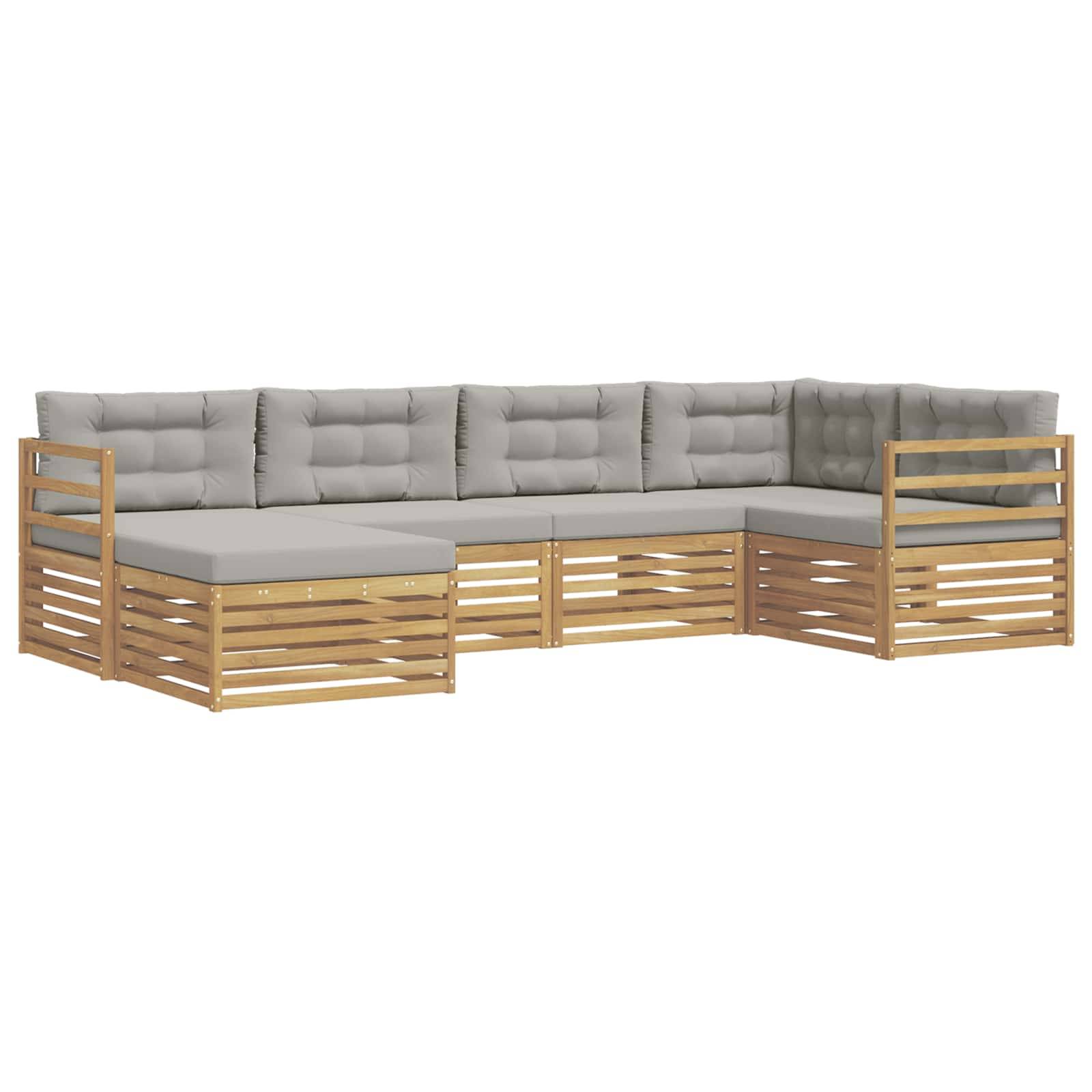 vidaXL Outdoor-Sofagarnitur 6 pcs Weiß und Hellgrau Polyester