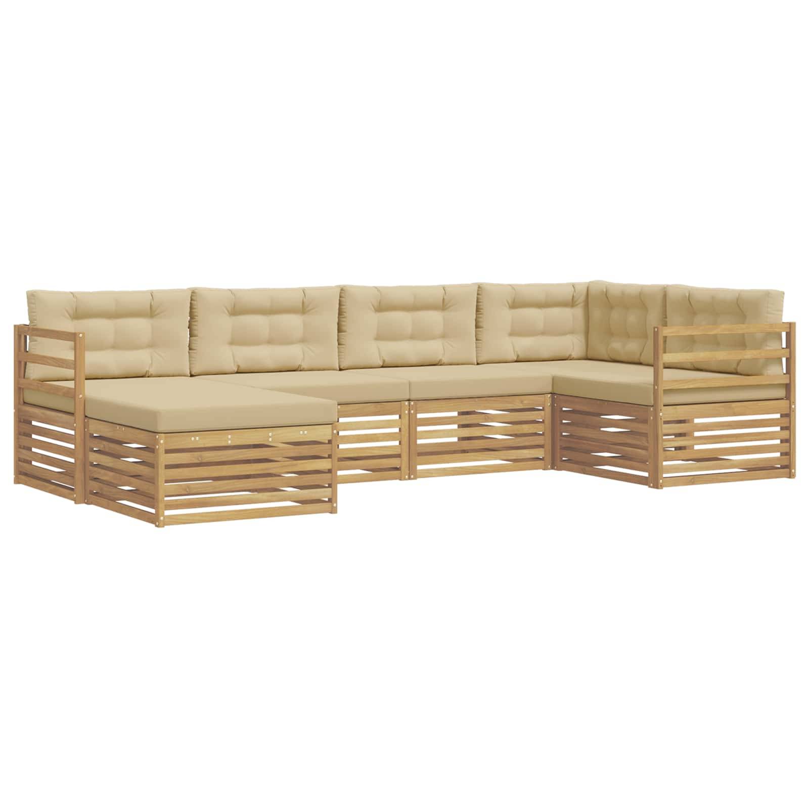 vidaXL Outdoor-Sofagarnitur mit Kissen 6 pcs Weiß und Beige Polyester