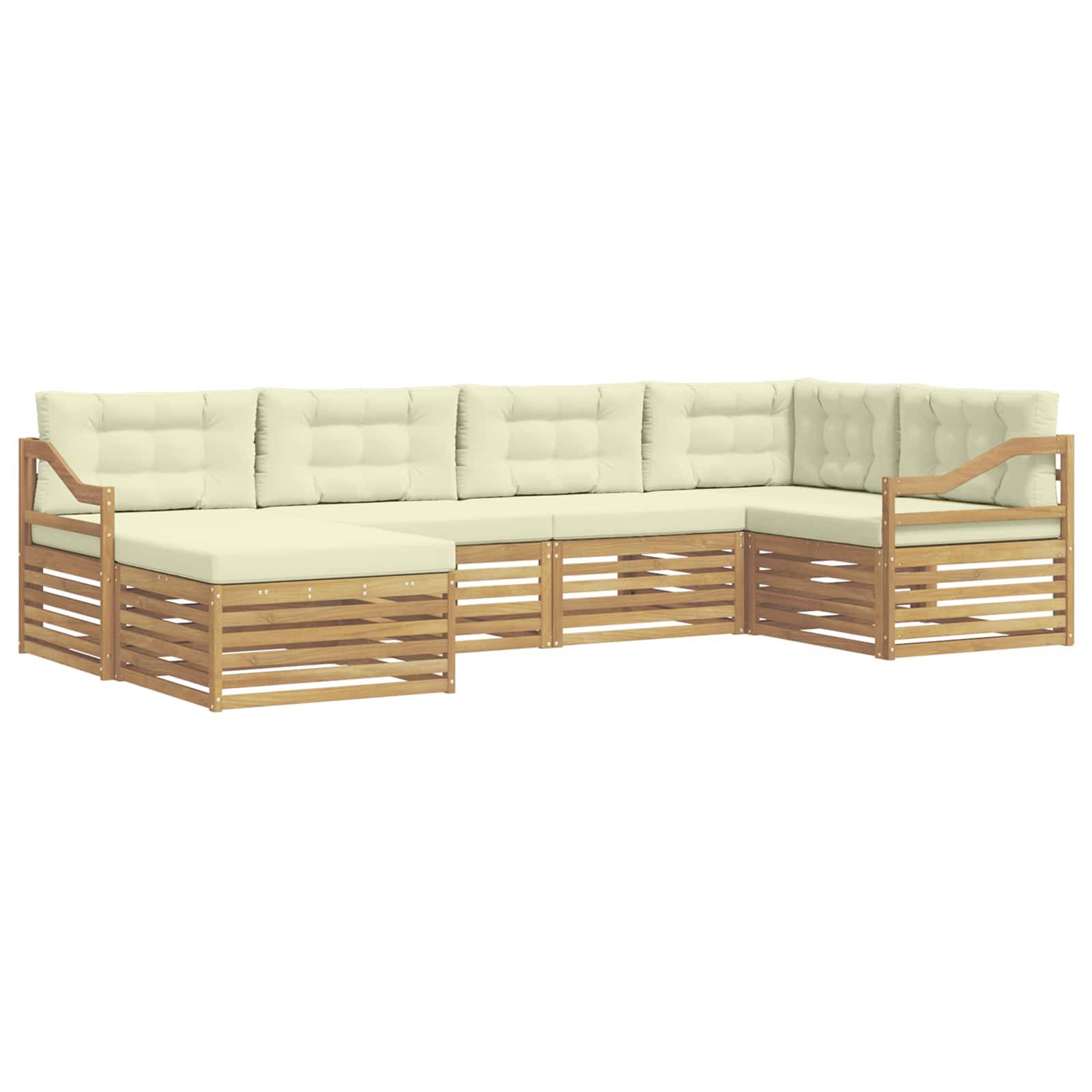 vidaXL Outdoor-Sofagarnitur mit Kissen 6 pcs Weiß und Creme Polyester
