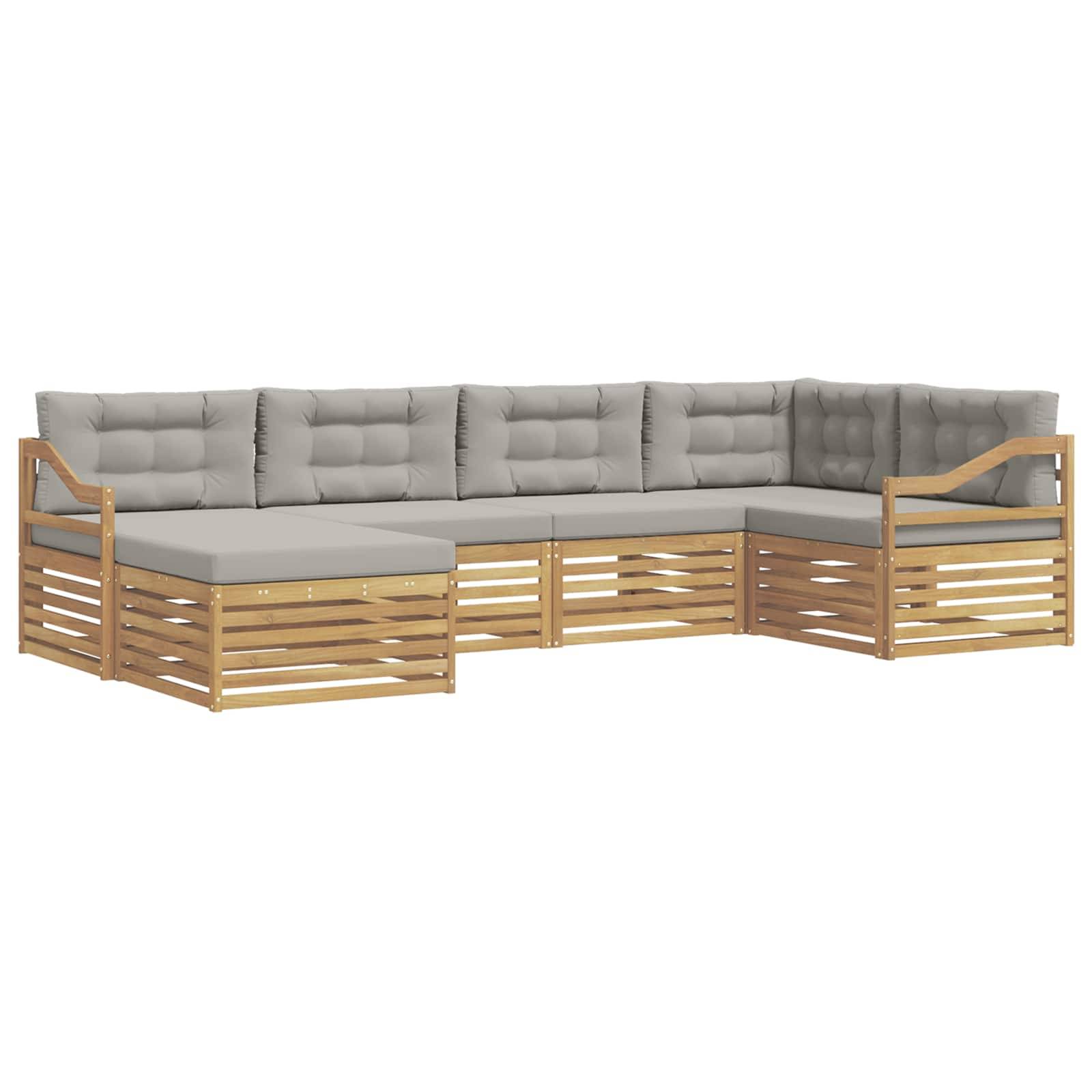 vidaXL Outdoor-Sofagarnitur 6 pcs Weiß und Hellgrau Polyester