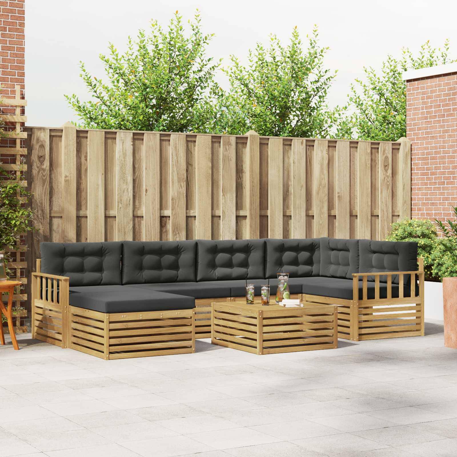 vidaXL Outdoor-Sofagarnitur mit Kissen 7 pcs Weiß und Anthrazit