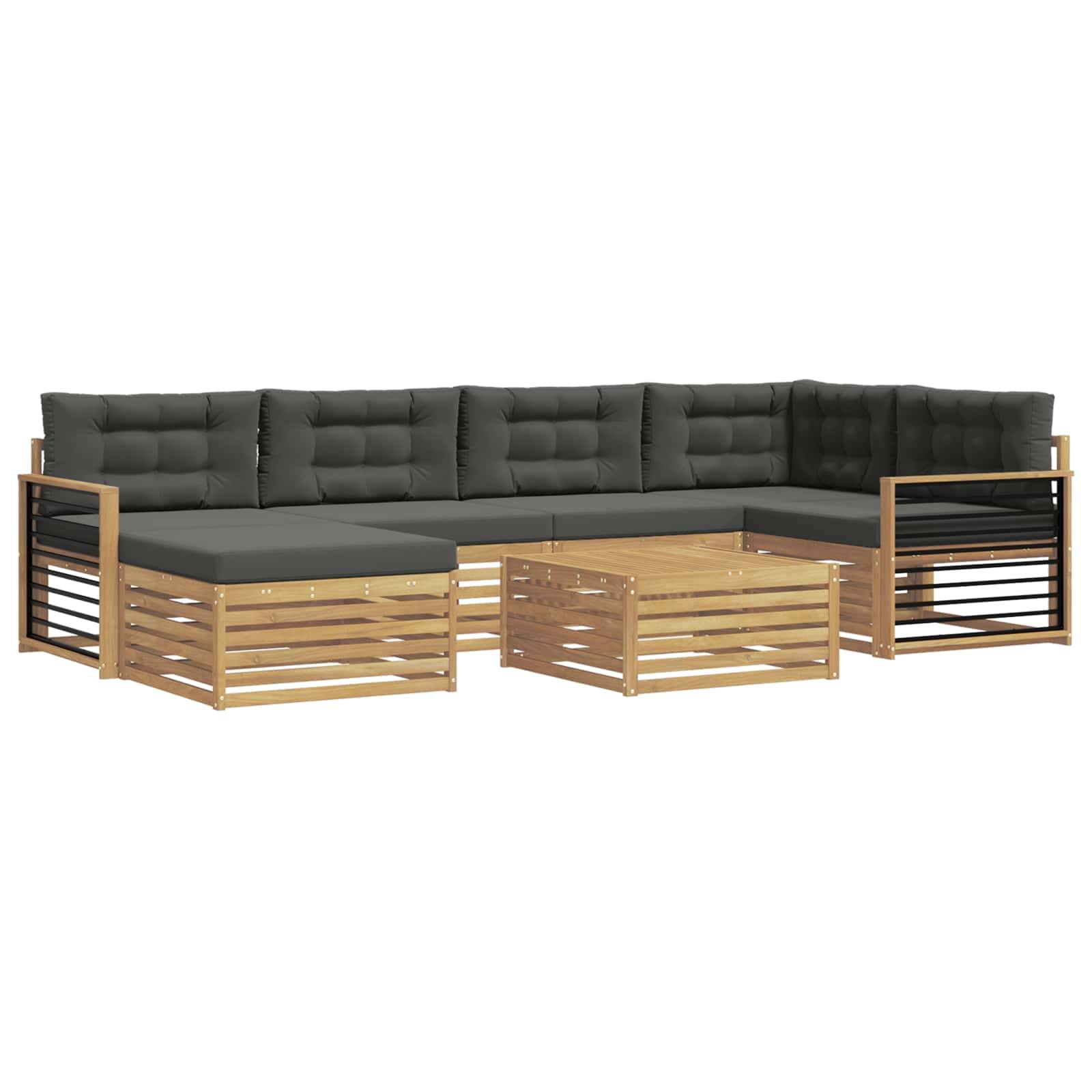 vidaXL Outdoor-Sofagarnitur mit Kissen 7 pcs Weiß und Anthrazit