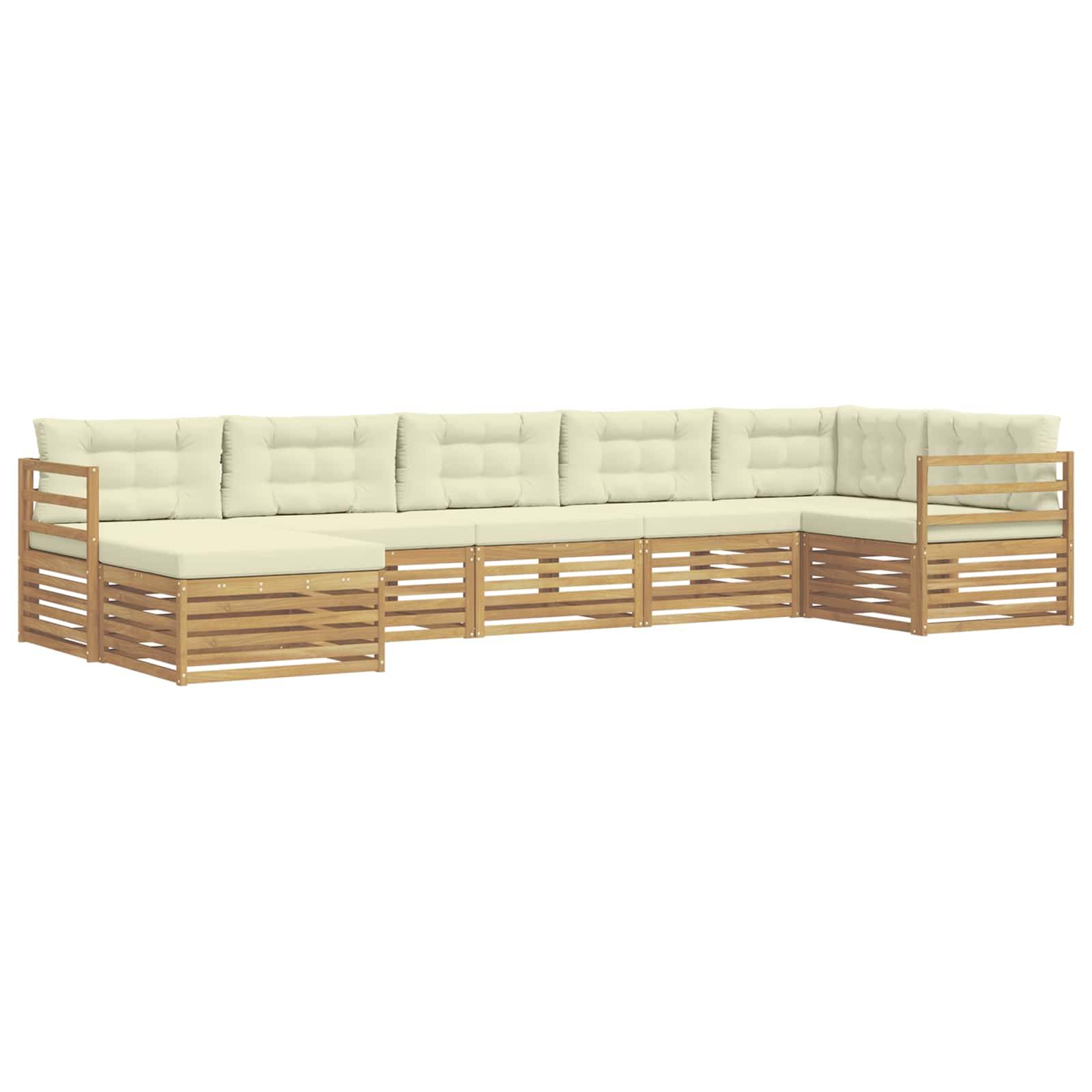 vidaXL Outdoor-Sofagarnitur mit Kissen 7 pcs Weiß und Creme