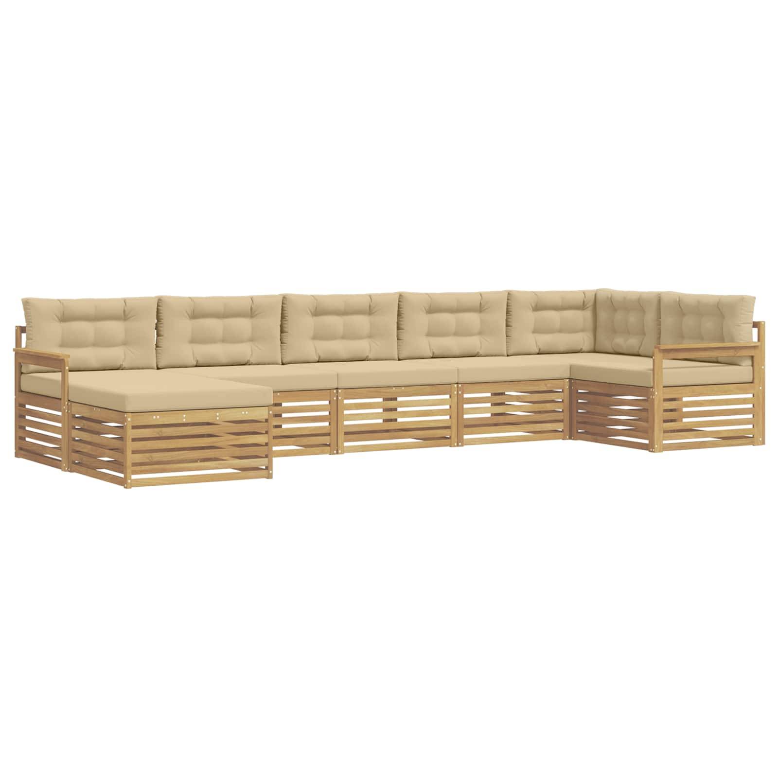 vidaXL Outdoor-Sofagarnitur mit Kissen 7 pcs Weiß und Beige