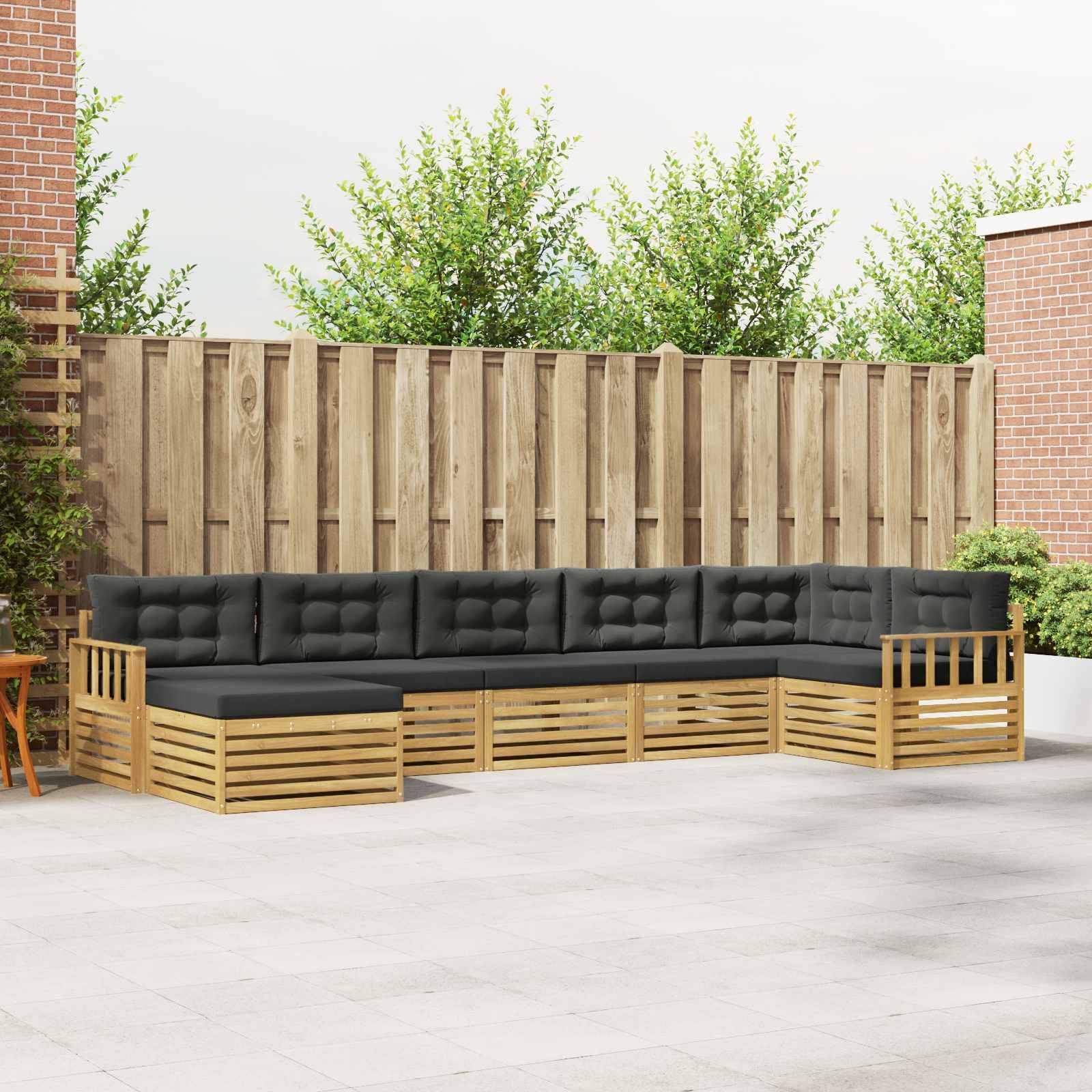 vidaXL Outdoor-Sofagarnitur mit Kissen 7 pcs Weiß und Anthrazit