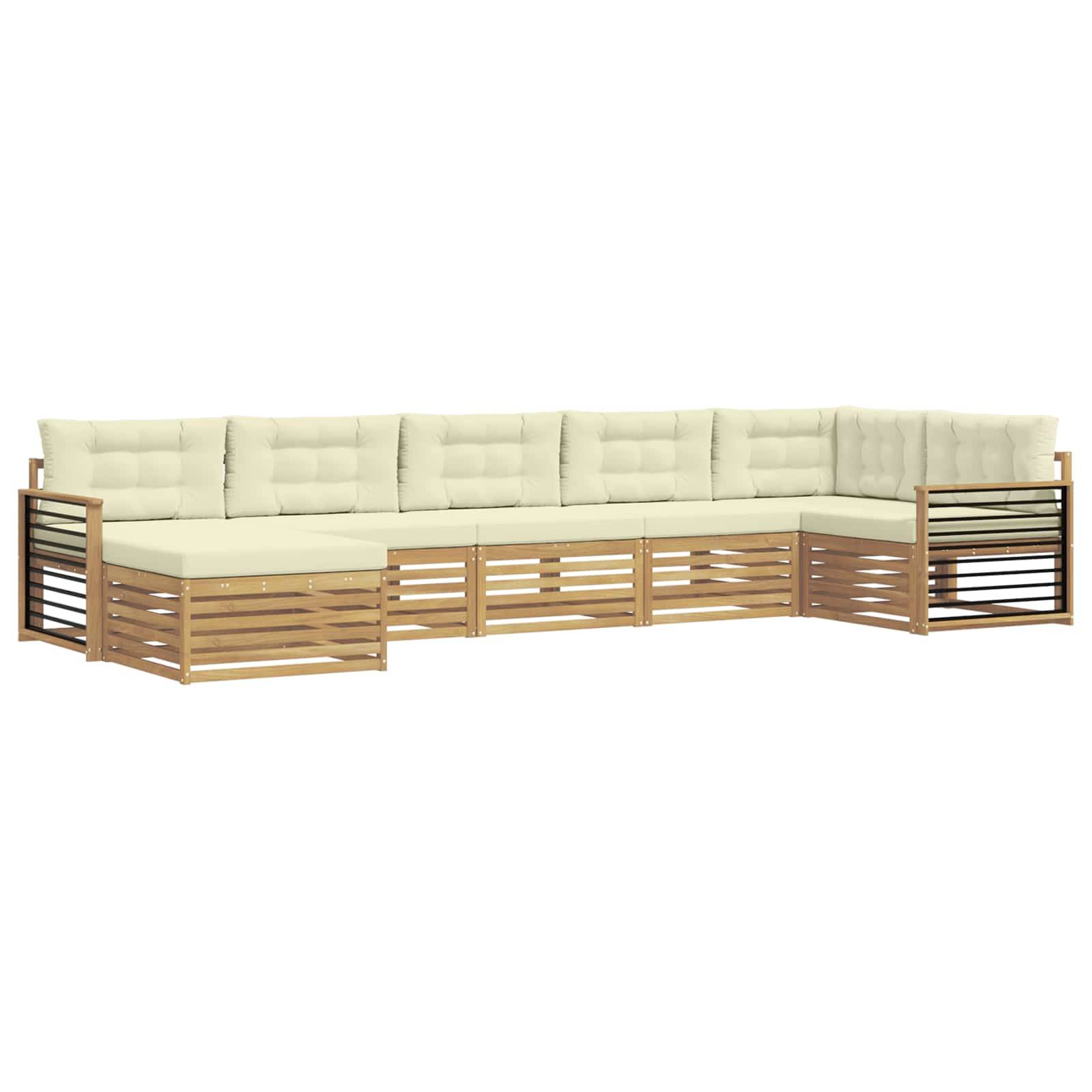 vidaXL Outdoor-Sofagarnitur mit Kissen 7 pcs Weiß und Creme