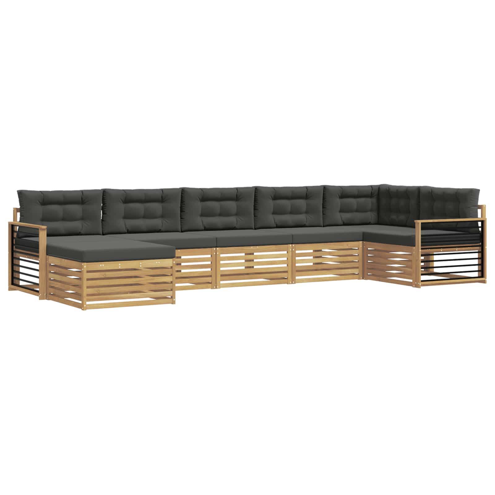 vidaXL Outdoor-Sofagarnitur mit Kissen 7 pcs Weiß und Anthrazit