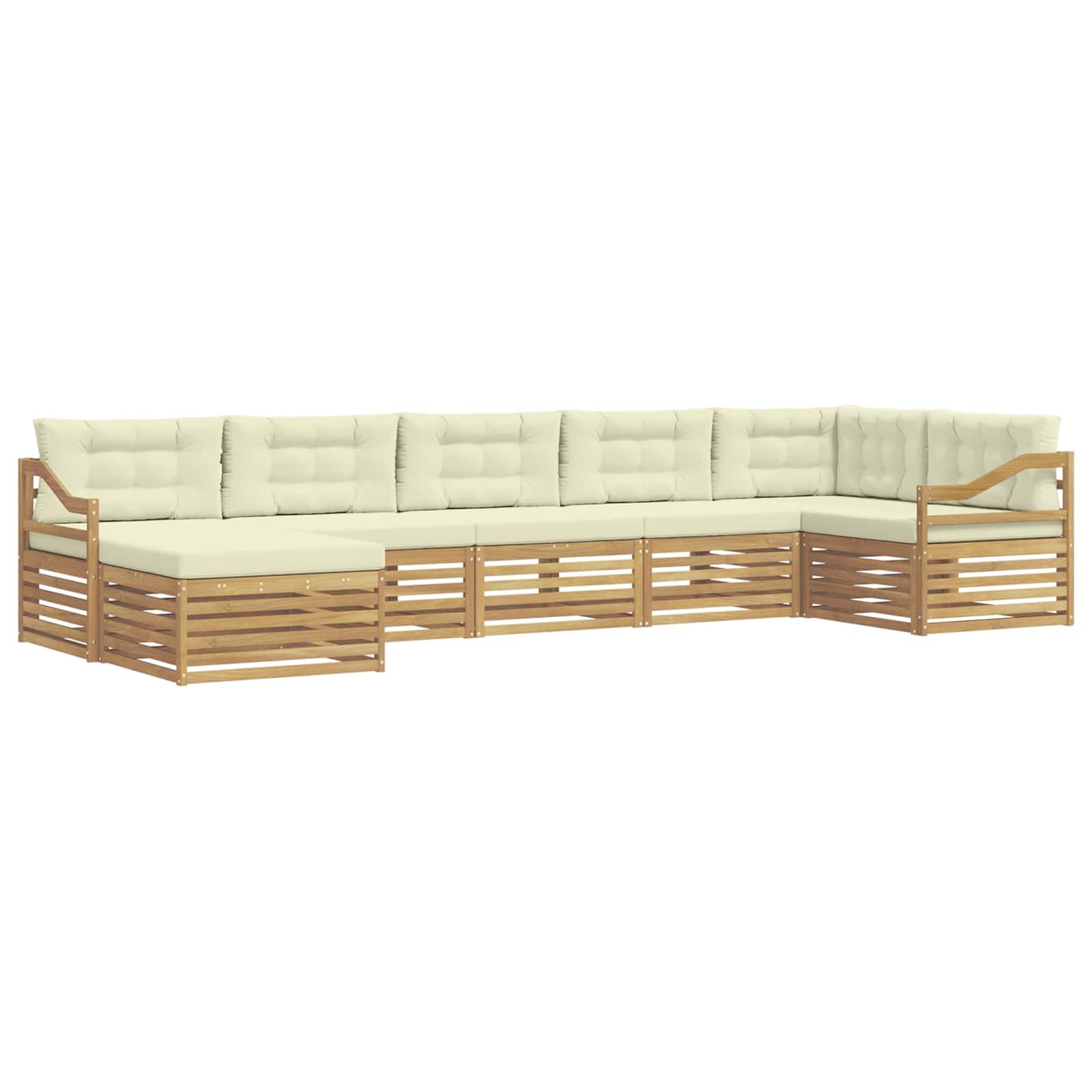 vidaXL Outdoor-Sofagarnitur mit Kissen 7 pcs Weiß und Creme