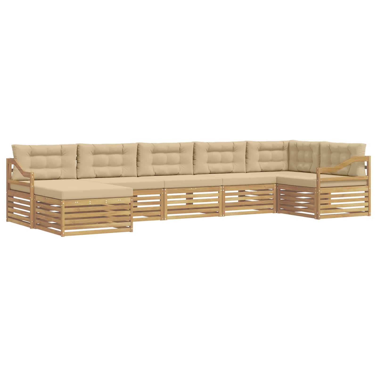 vidaXL Outdoor-Sofagarnitur mit Kissen 7 pcs Weiß und Beige