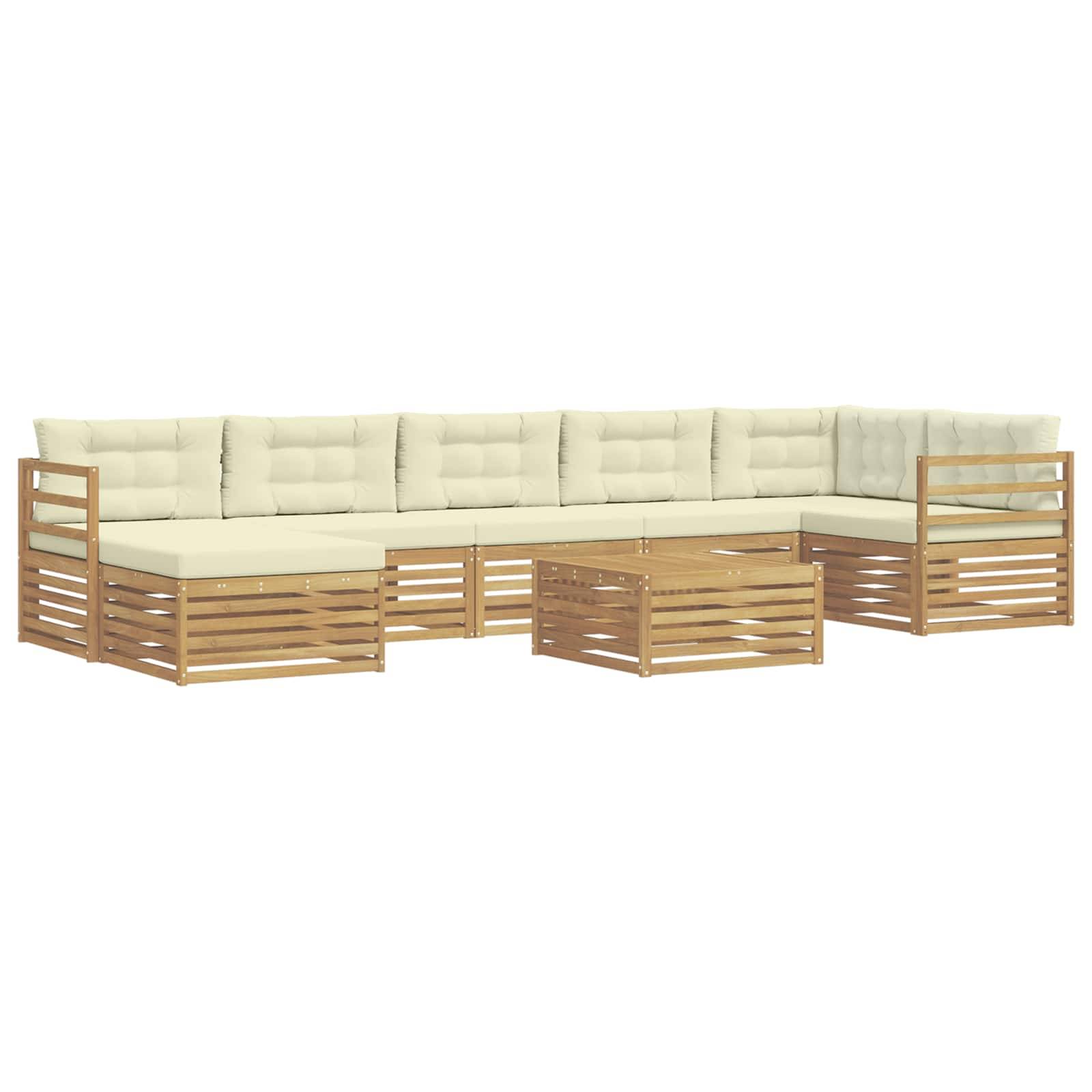 vidaXL Outdoor-Sofagarnitur mit Kissen 8 pcs Weiß und Creme Polyester