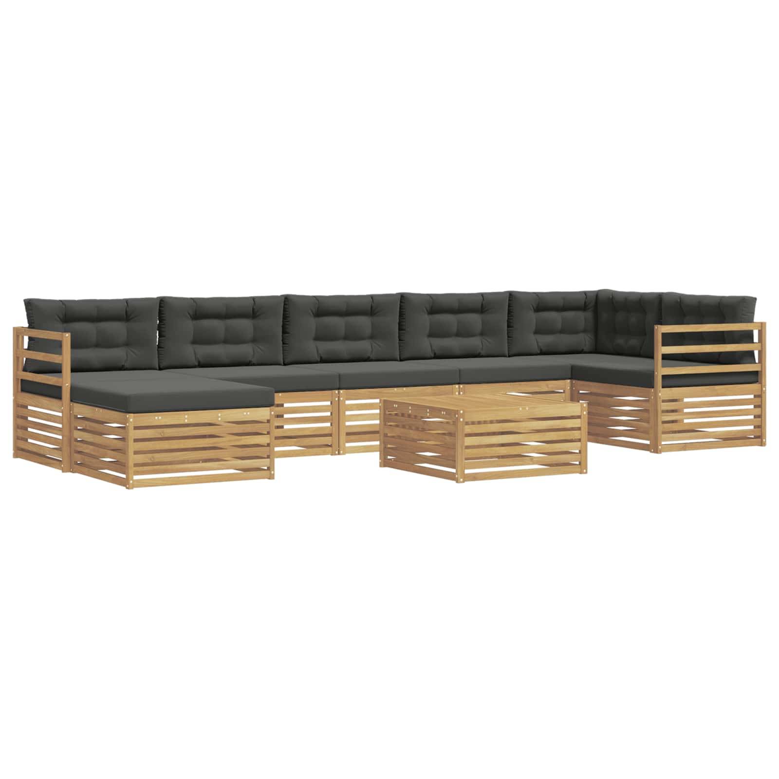 vidaXL Outdoor-Sofagarnitur mit Kissen 8 pcs Weiß und Anthrazit