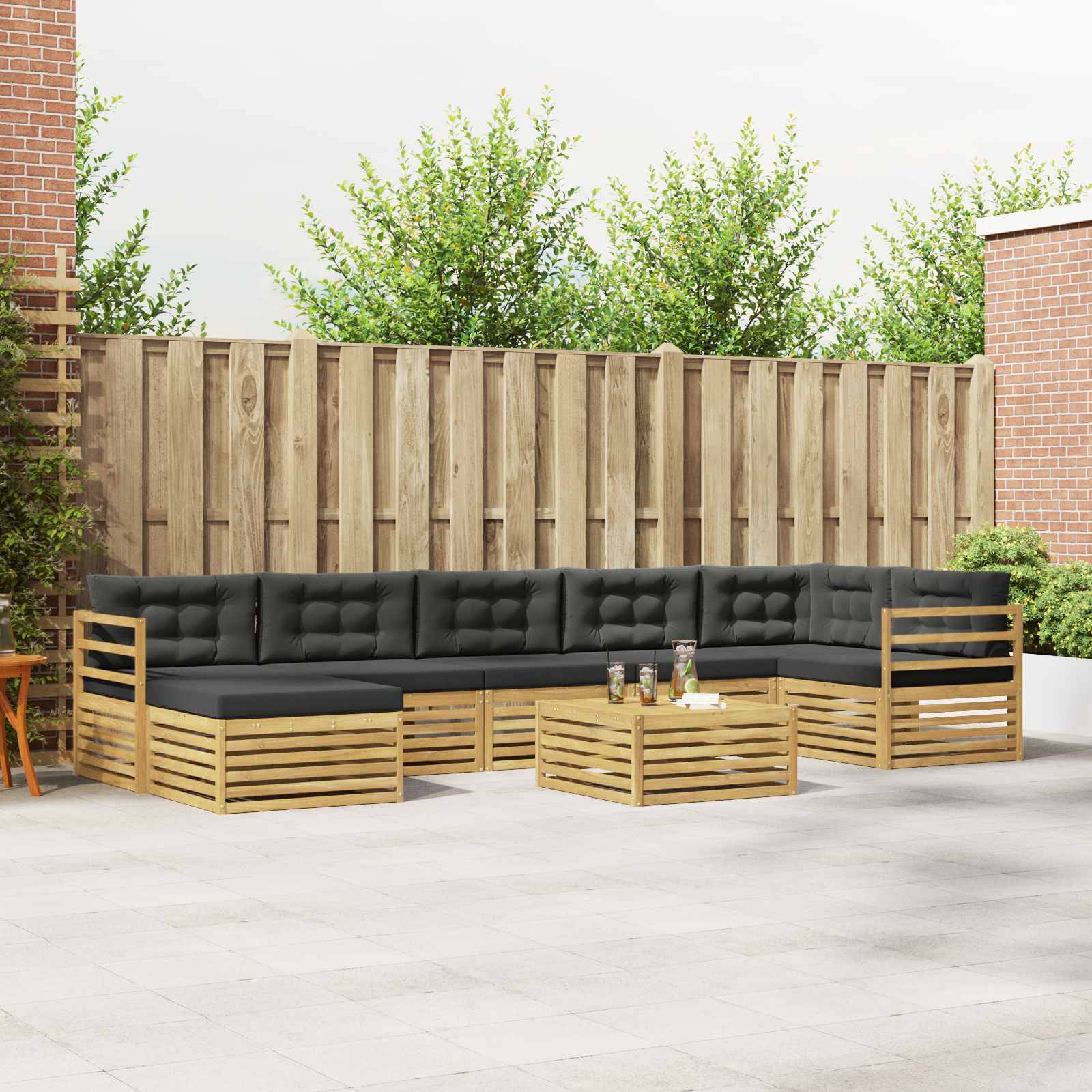 vidaXL Outdoor-Sofagarnitur mit Kissen 8 pcs Weiß und Anthrazit