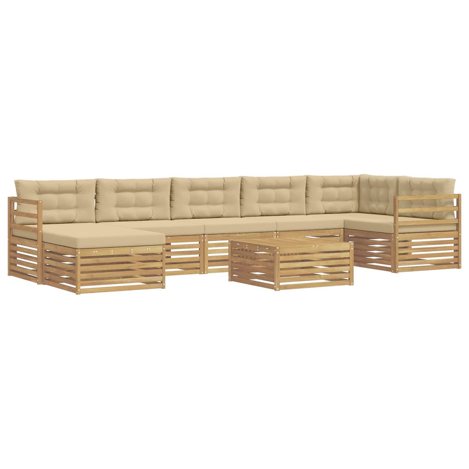 vidaXL Outdoor-Sofagarnitur mit Kissen 8 pcs Weiß und Beige Polyester