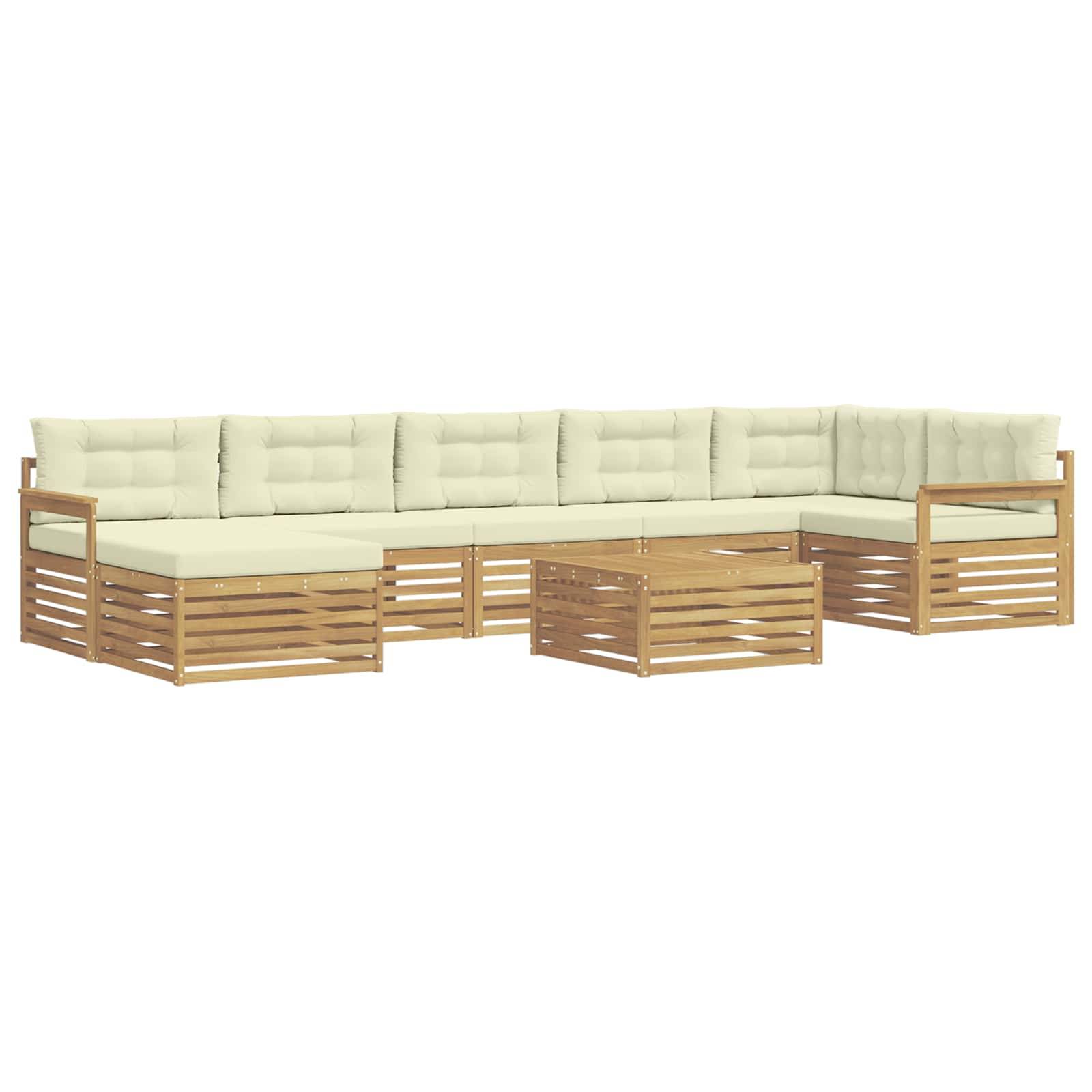 vidaXL Outdoor-Sofagarnitur mit Kissen 8 pcs Weiß und Creme
