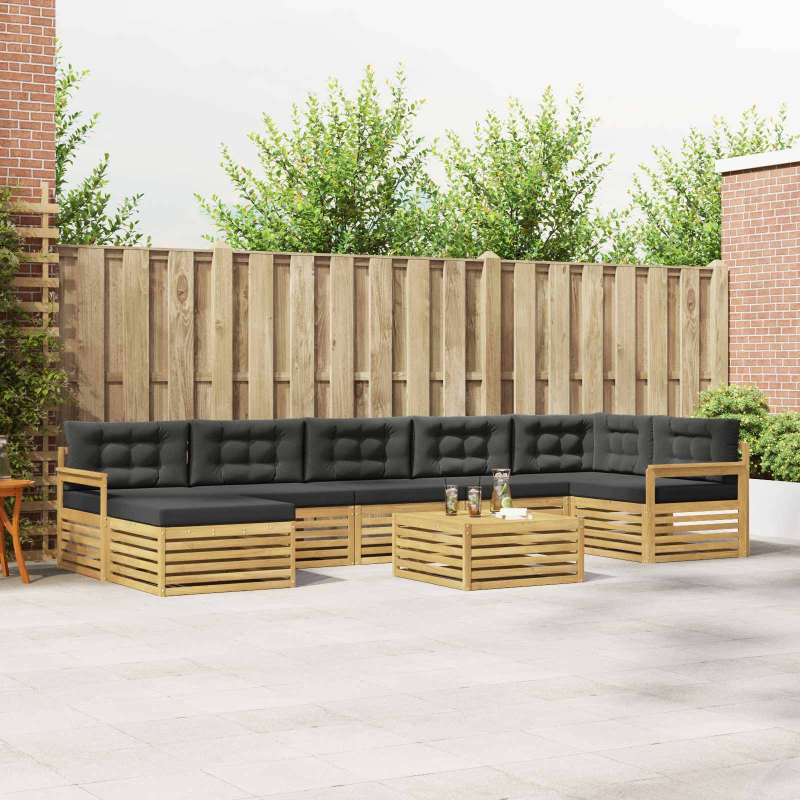 vidaXL Outdoor-Sofagarnitur mit Kissen 8 pcs Weiß und Anthrazit
