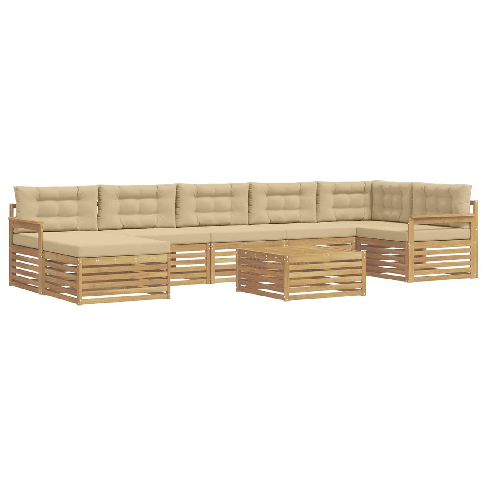 vidaXL Outdoor-Sofagarnitur mit Kissen 8 pcs Weiß und Beige