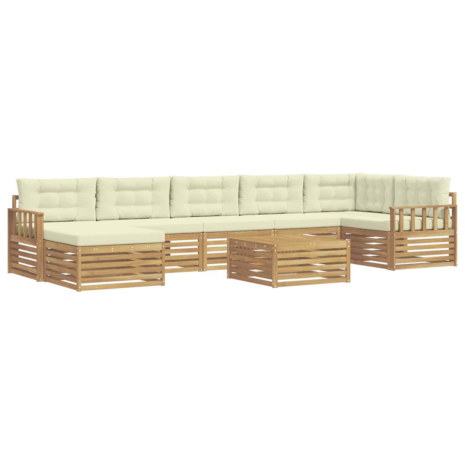 vidaXL Outdoor-Sofagarnitur mit Kissen 8 pcs Weiß und Creme