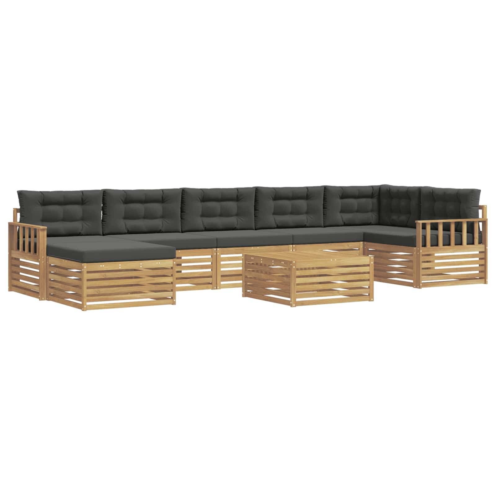 vidaXL Outdoor-Sofagarnitur mit Kissen 8 pcs Weiß und Anthrazit
