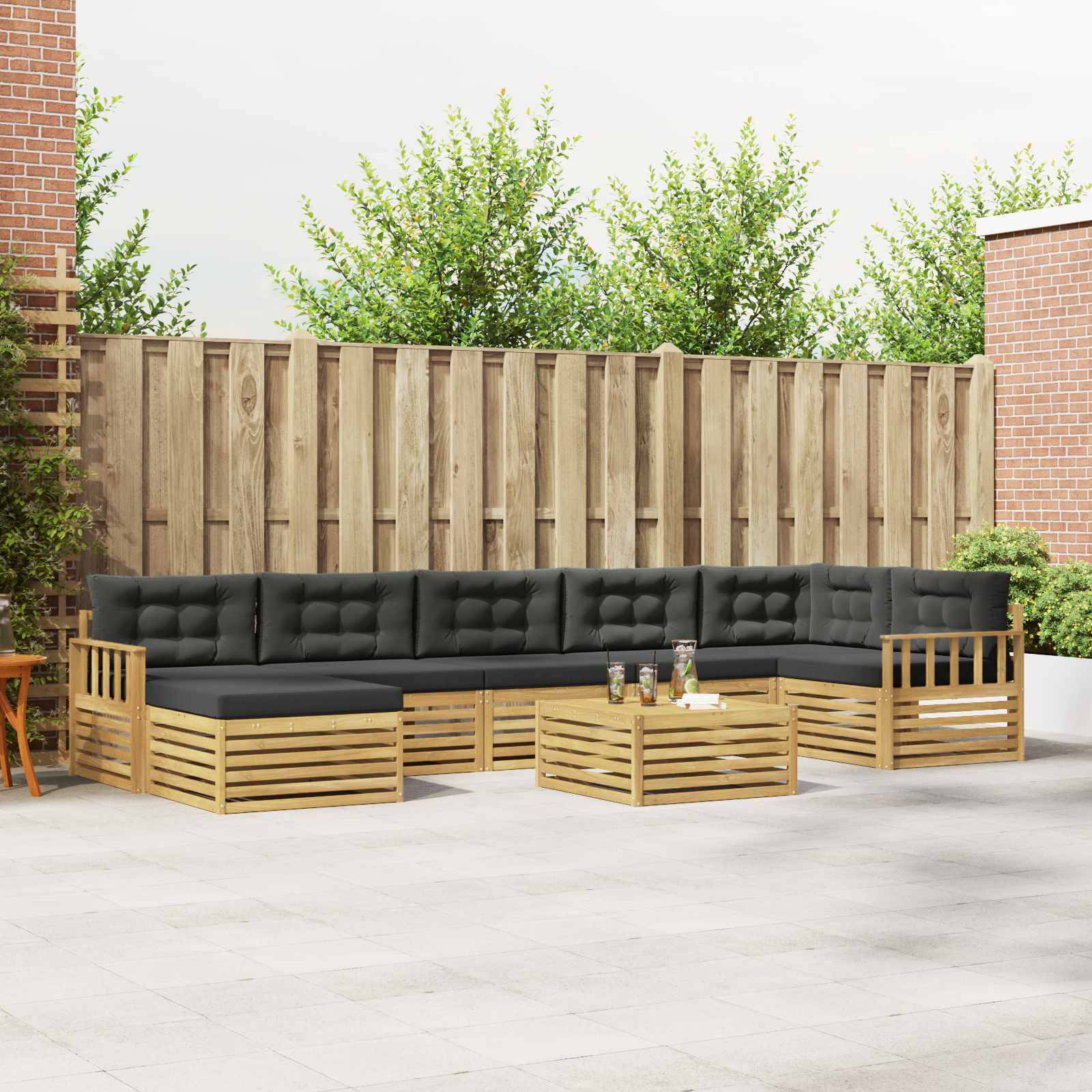 vidaXL Outdoor-Sofagarnitur mit Kissen 8 pcs Weiß und Anthrazit
