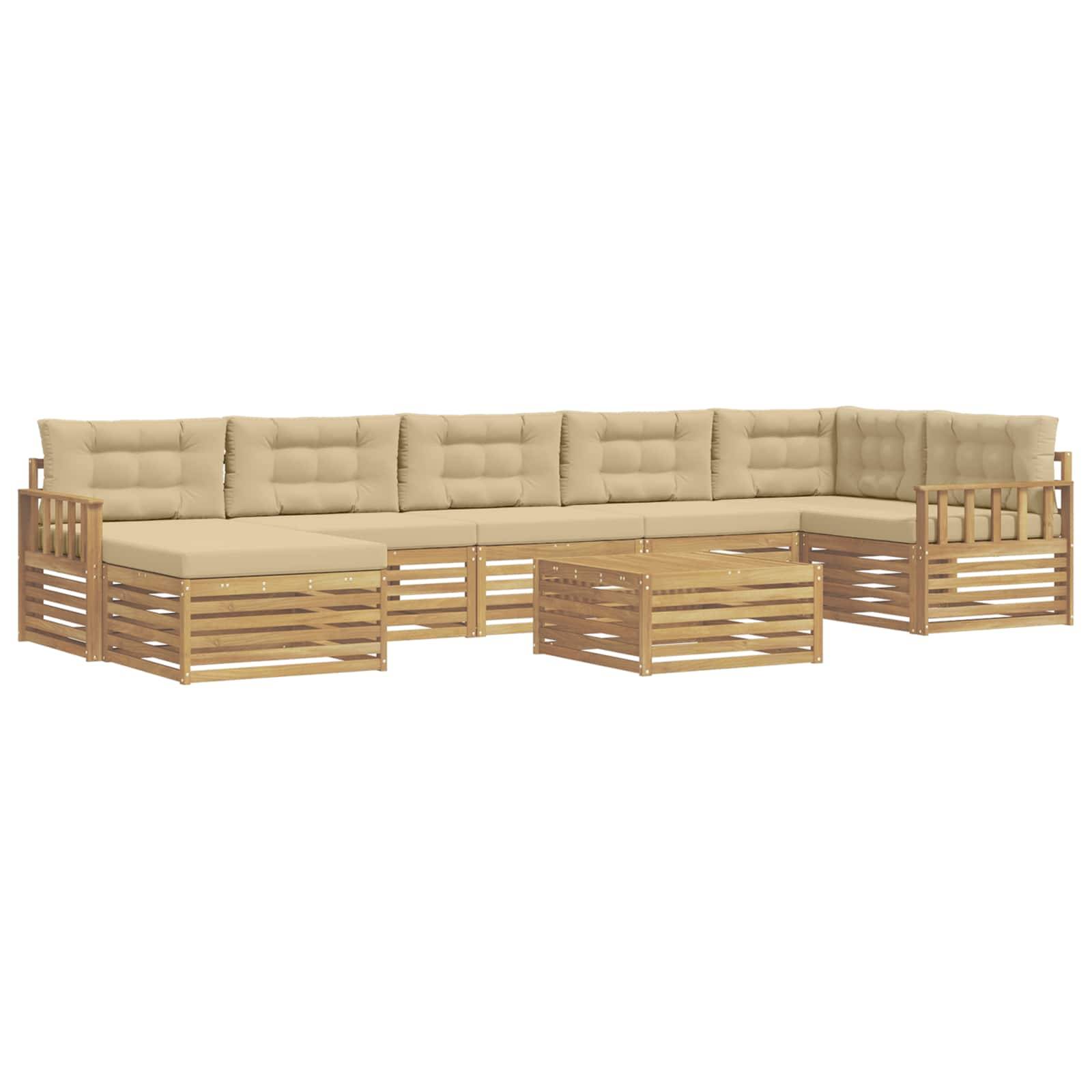 vidaXL Outdoor-Sofagarnitur mit Kissen 8 pcs Weiß und Beige