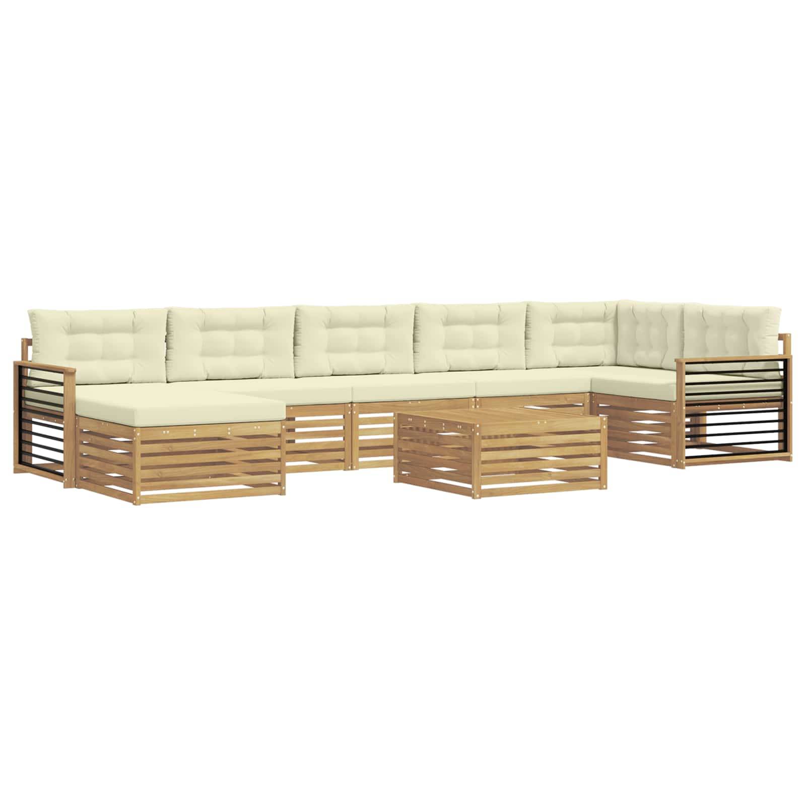 vidaXL Outdoor-Sofagarnitur mit Kissen 8 pcs Weiß und Creme