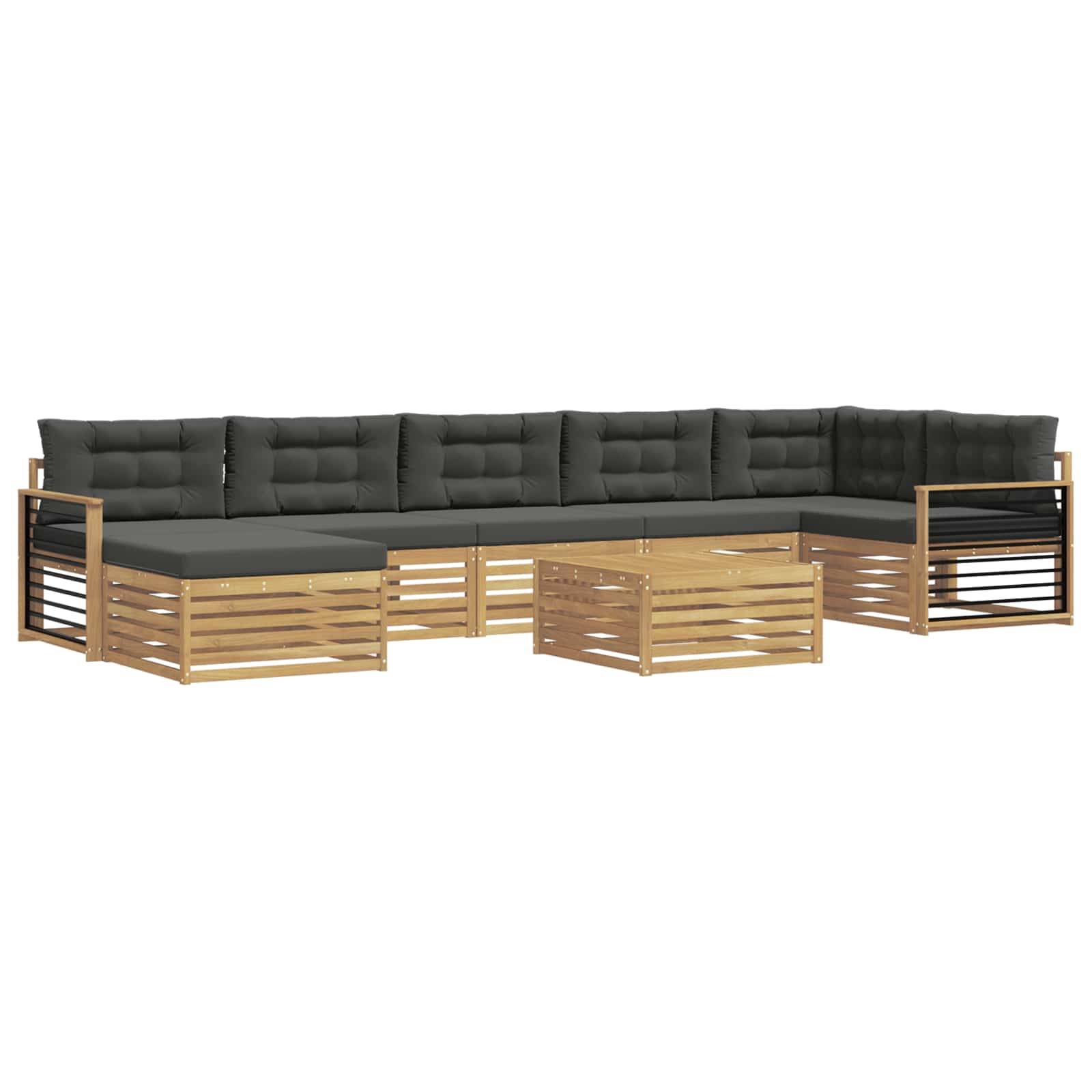 vidaXL Outdoor-Sofagarnitur mit Kissen 8 pcs Weiß und Anthrazit