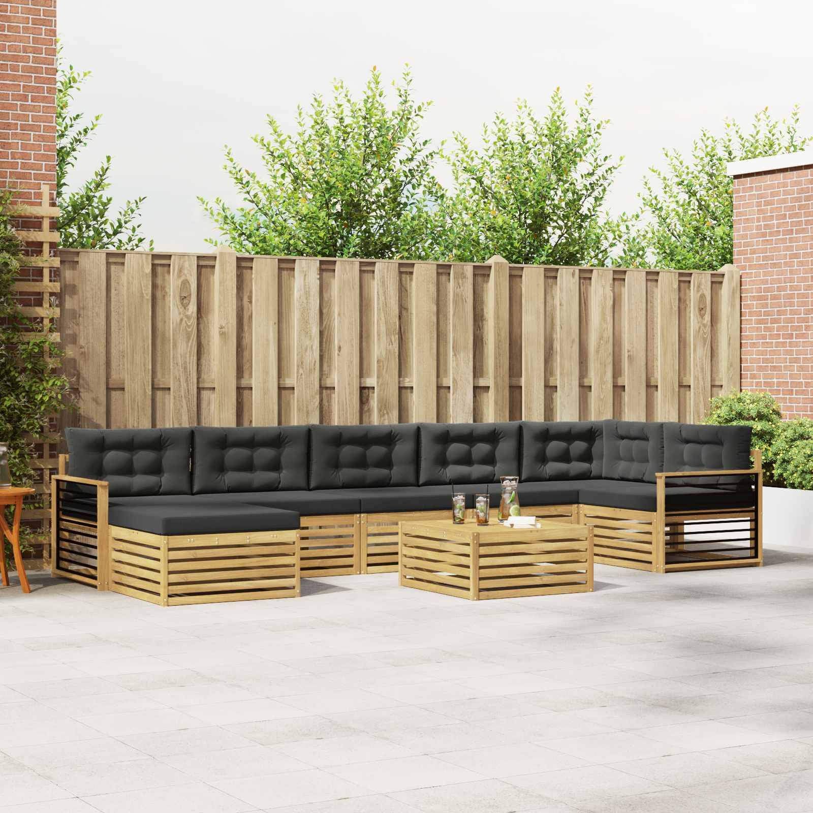 vidaXL Outdoor-Sofagarnitur mit Kissen 8 pcs Weiß und Anthrazit