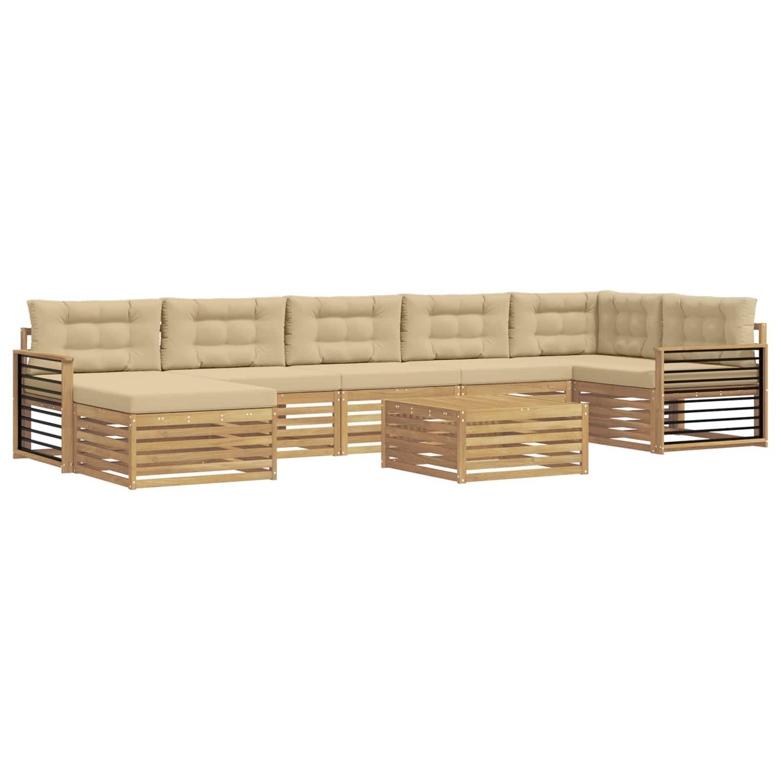 vidaXL Outdoor-Sofagarnitur mit Kissen 8 pcs Weiß und Beige