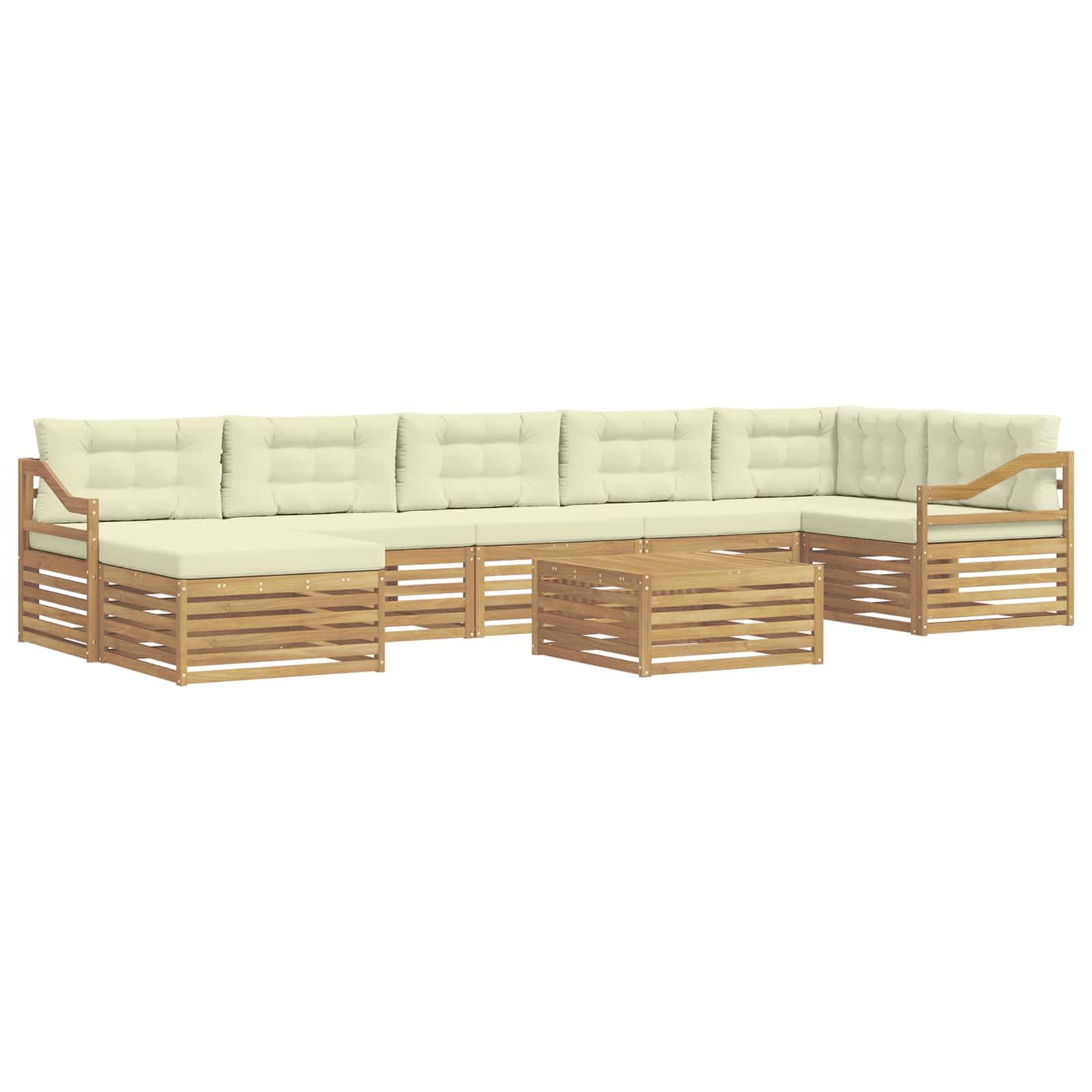 vidaXL Outdoor-Sofagarnitur mit Kissen 8 pcs Weiß und Creme Polyester