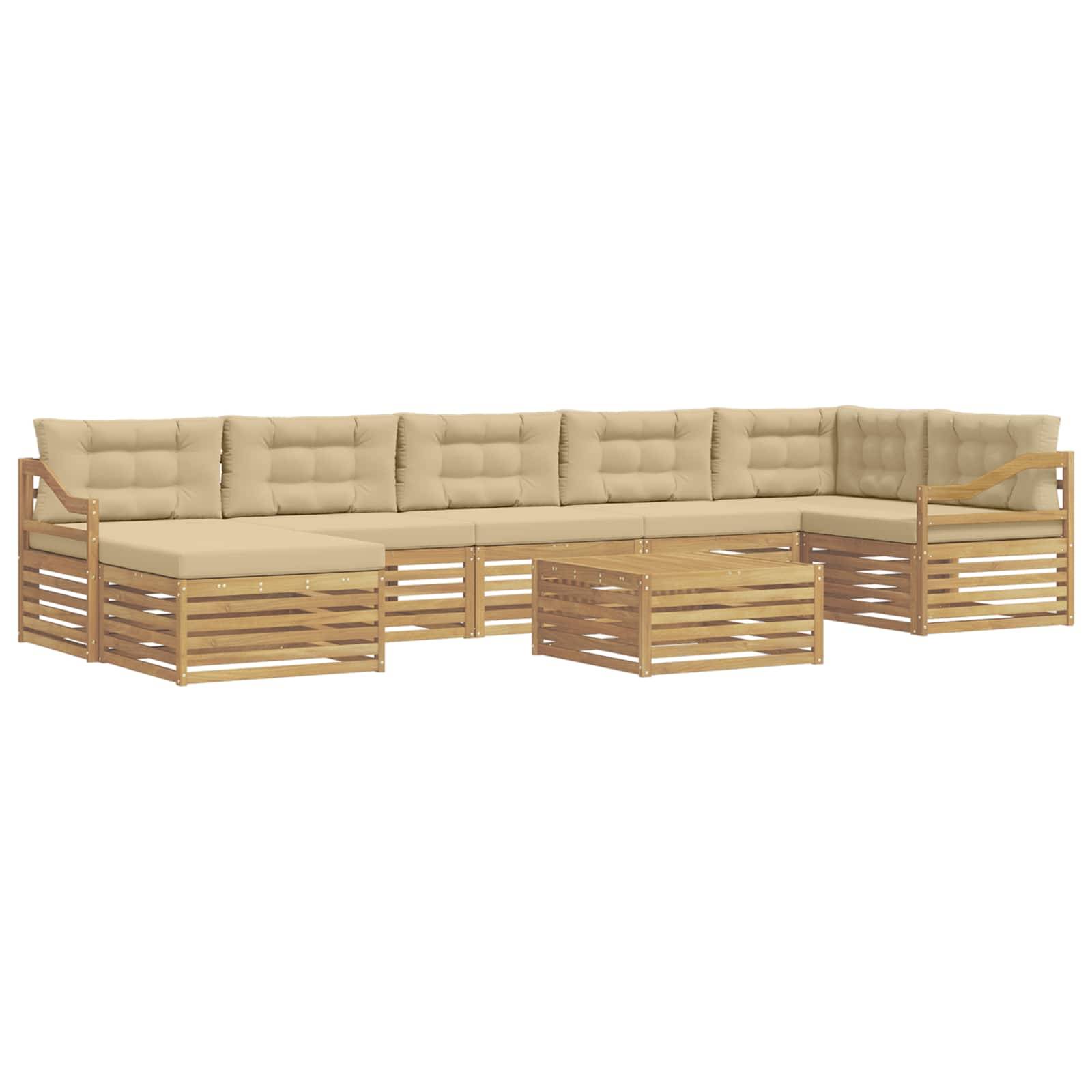 vidaXL Outdoor-Sofagarnitur mit Kissen 8 pcs Weiß und Beige