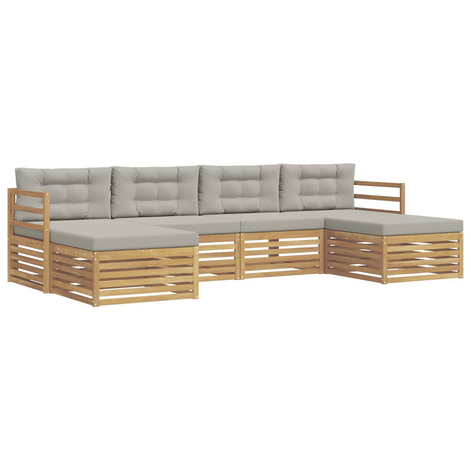 vidaXL Outdoor-Sofagarnitur 6 pcs Weiß und Hellgrau