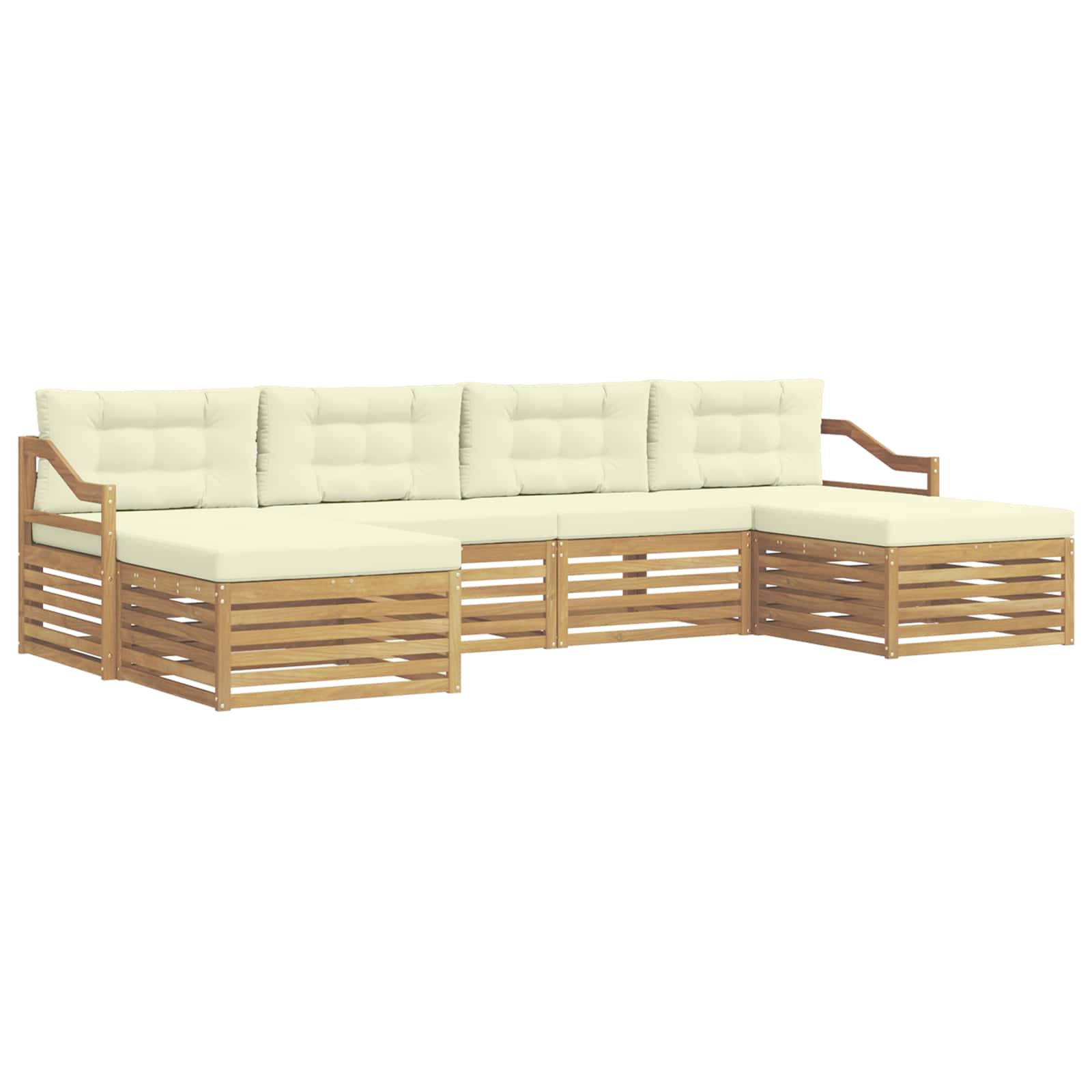 vidaXL Outdoor-Sofagarnitur 6 pcs Weiß und Creme 325 x 162,5 x 73 cm