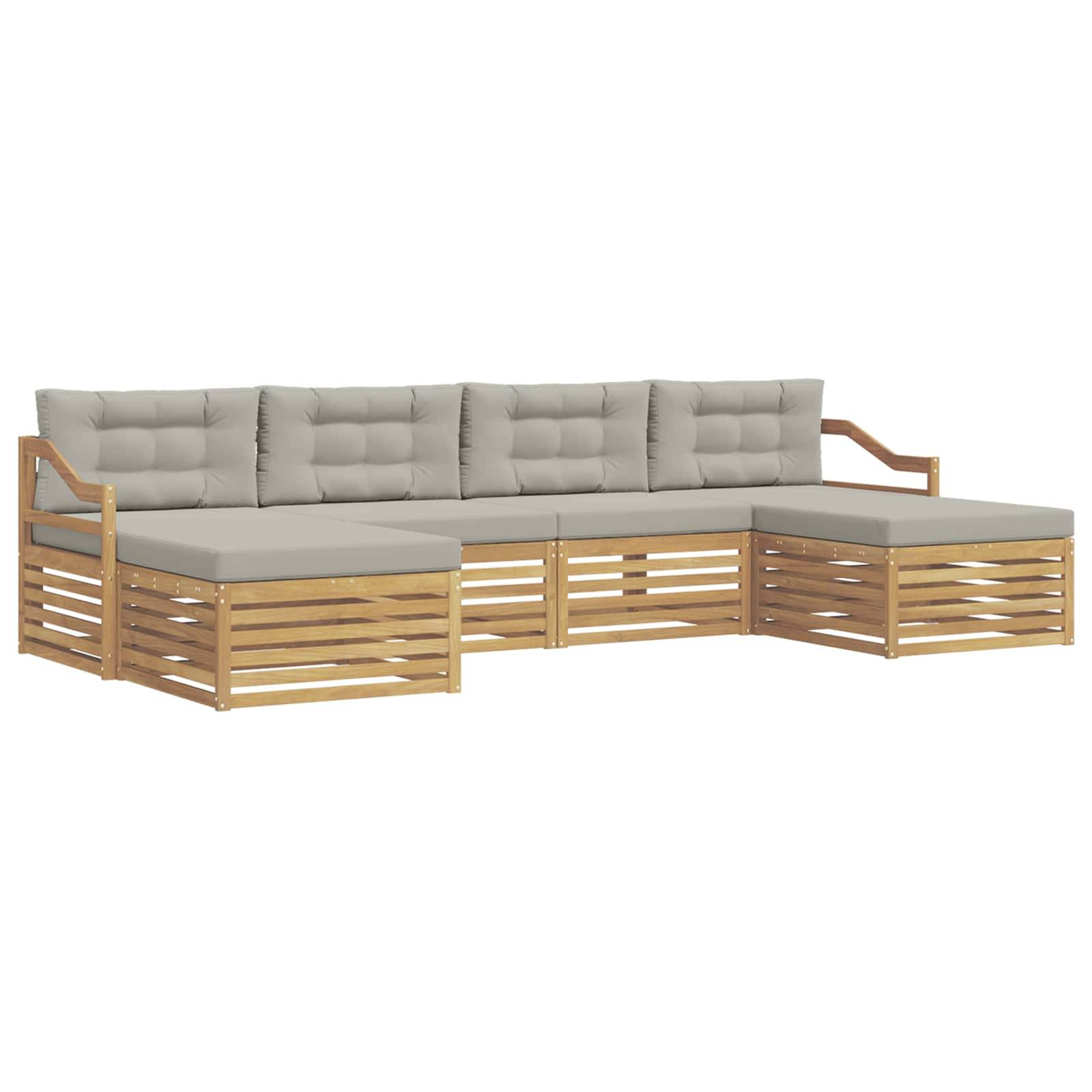 vidaXL Outdoor-Sofagarnitur 6 pcs Weiß und Hellgrau